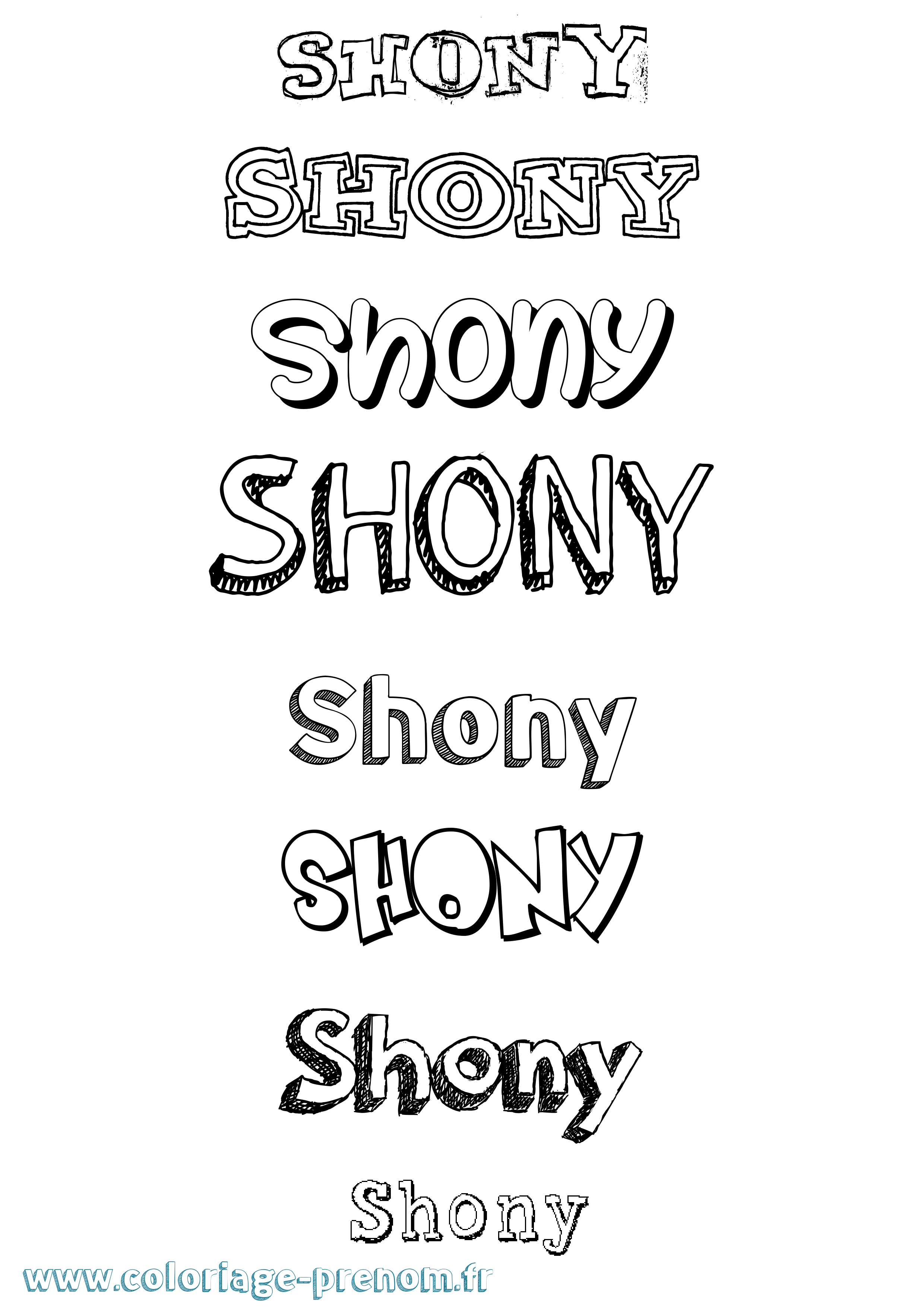 Coloriage Shony Dessiné Coloriage prénom Shony Dessiné