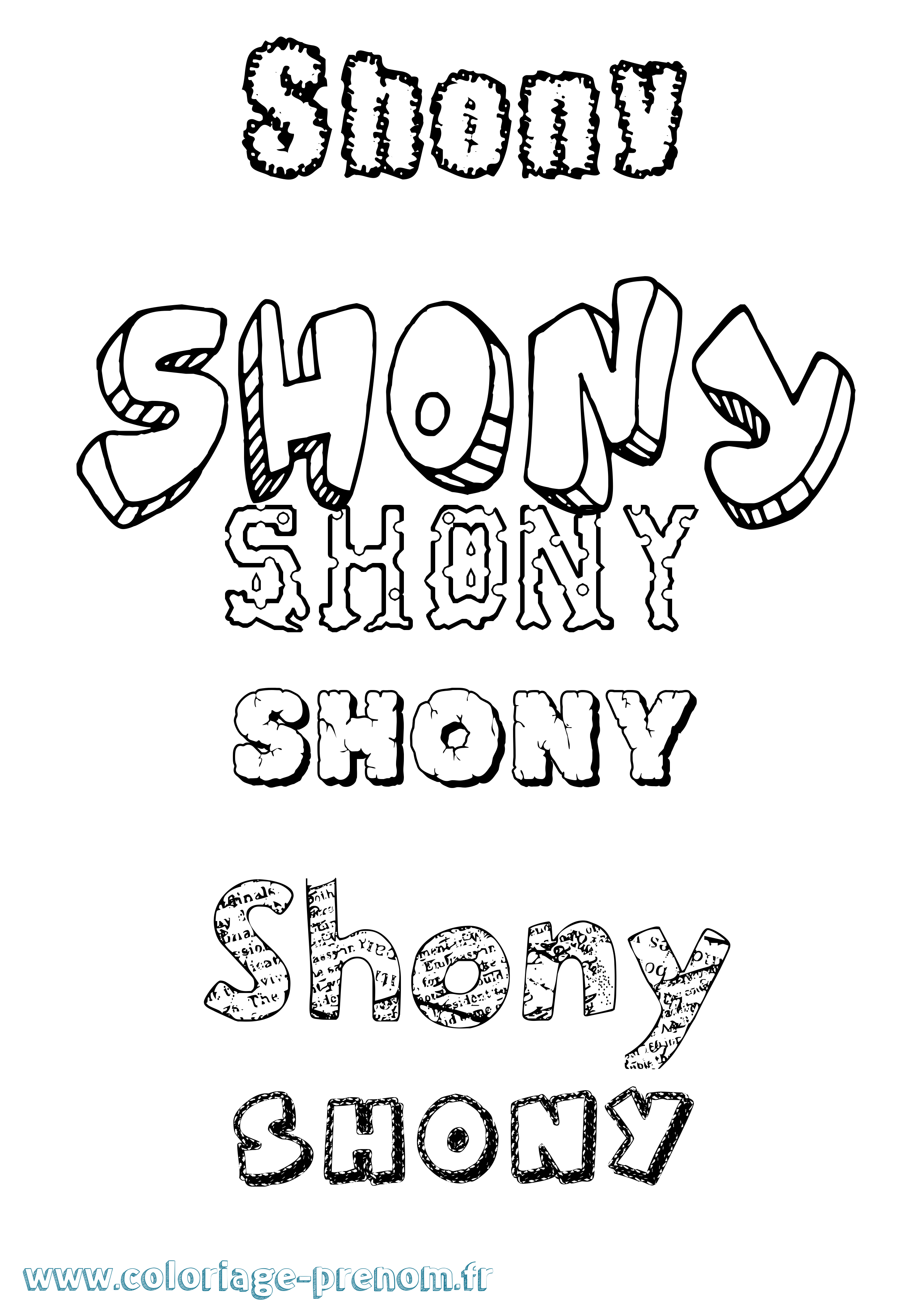 Coloriage Shony Destructuré Coloriage prénom Shony Destructuré