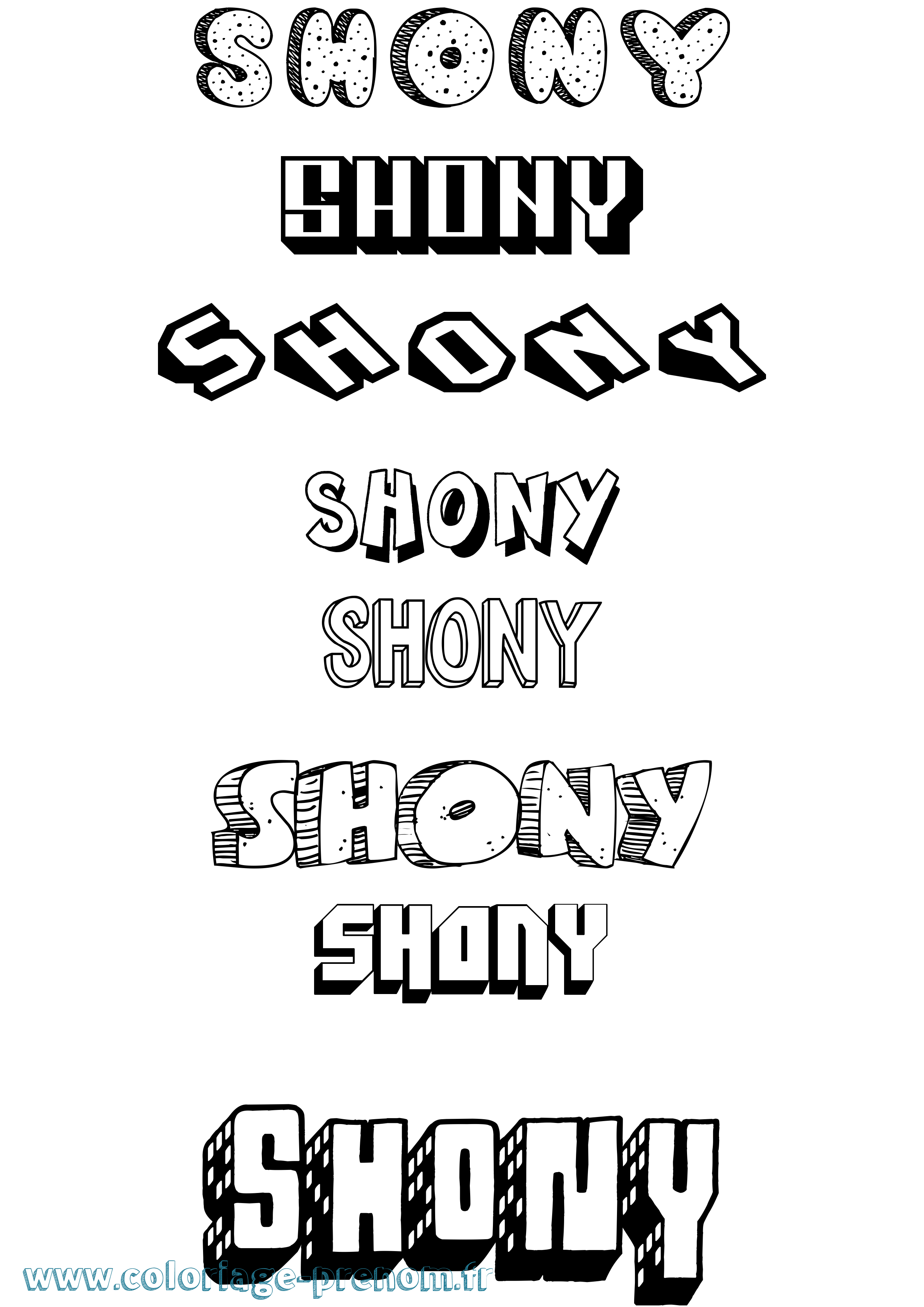 Coloriage Shony Effet 3D Coloriage prénom Shony Effet 3D