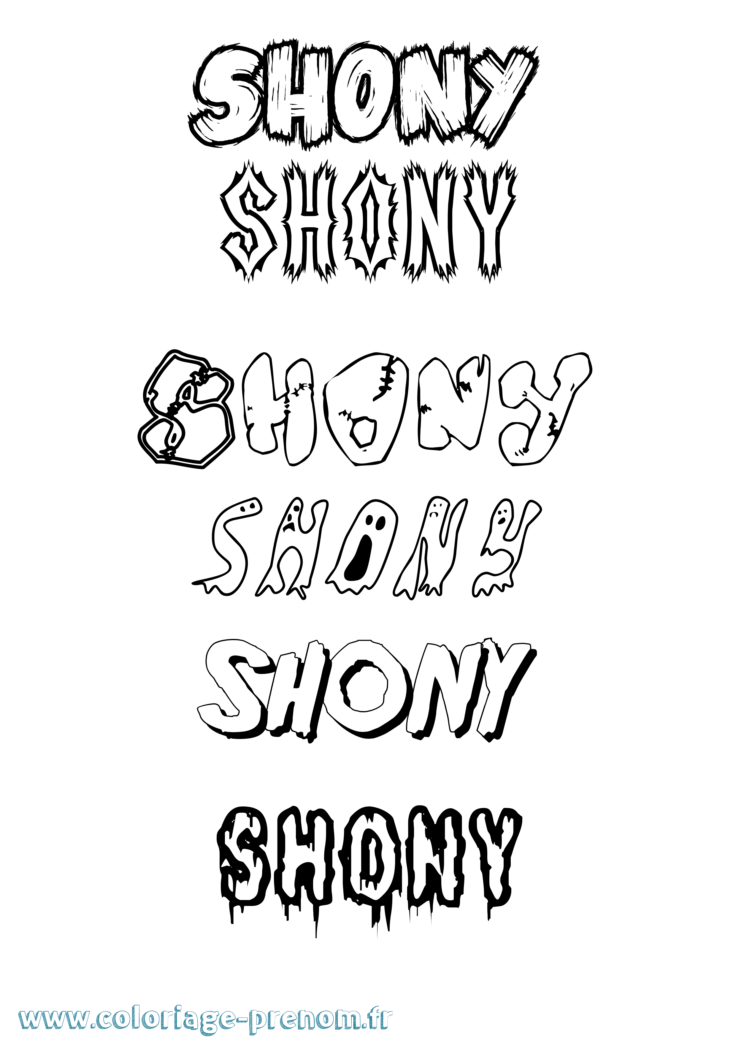 Coloriage Shony Frisson Coloriage prénom Shony Frisson