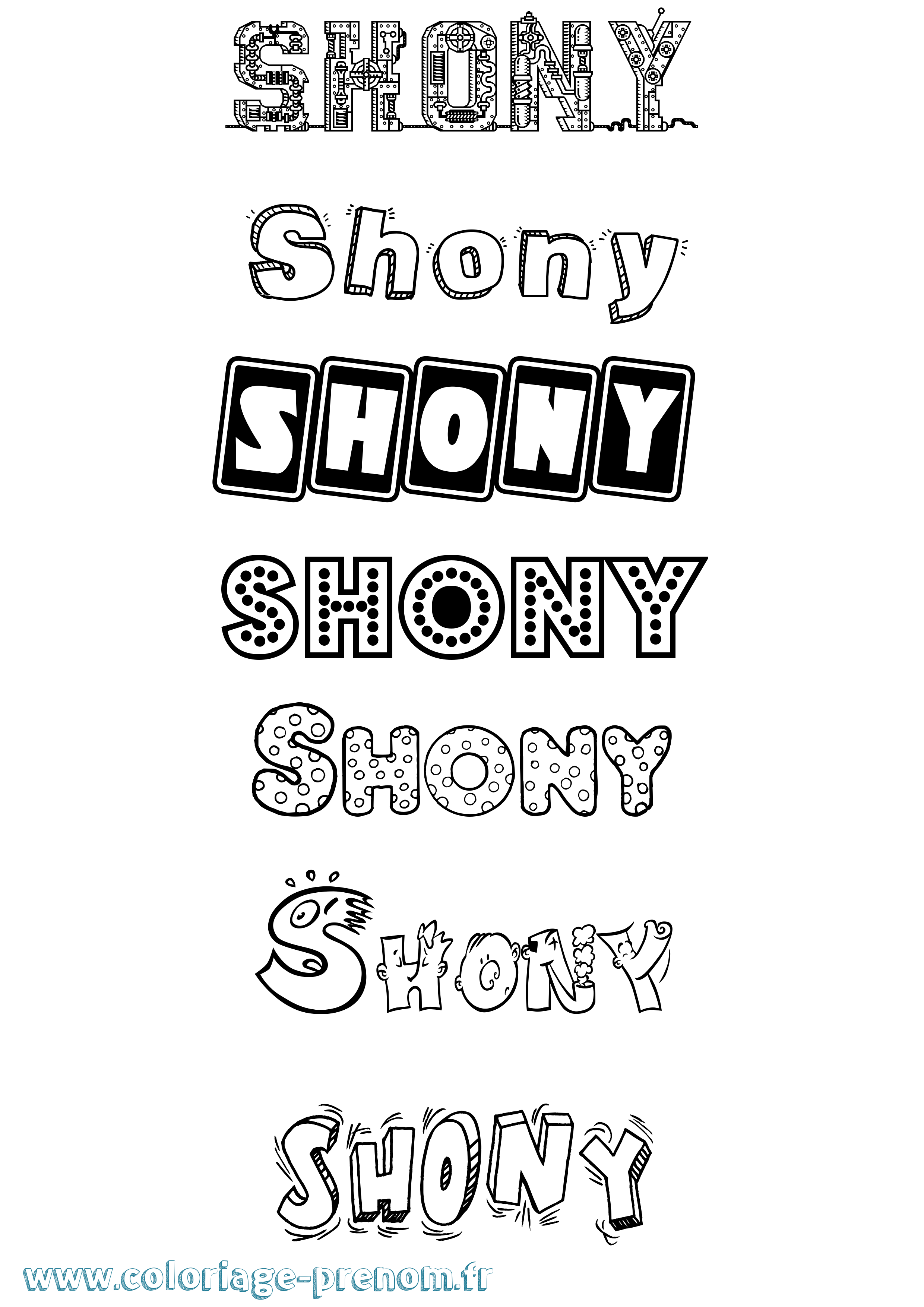 Coloriage Shony Fun Coloriage prénom Shony Fun