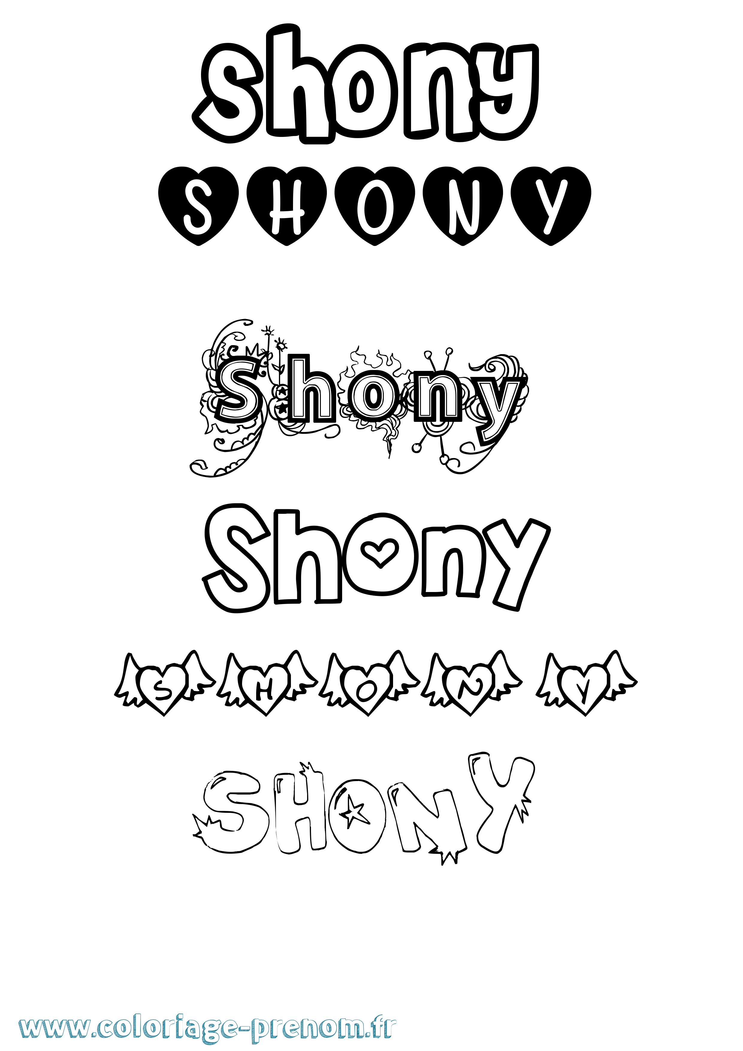 Coloriage Shony Girly Coloriage prénom Shony Girly