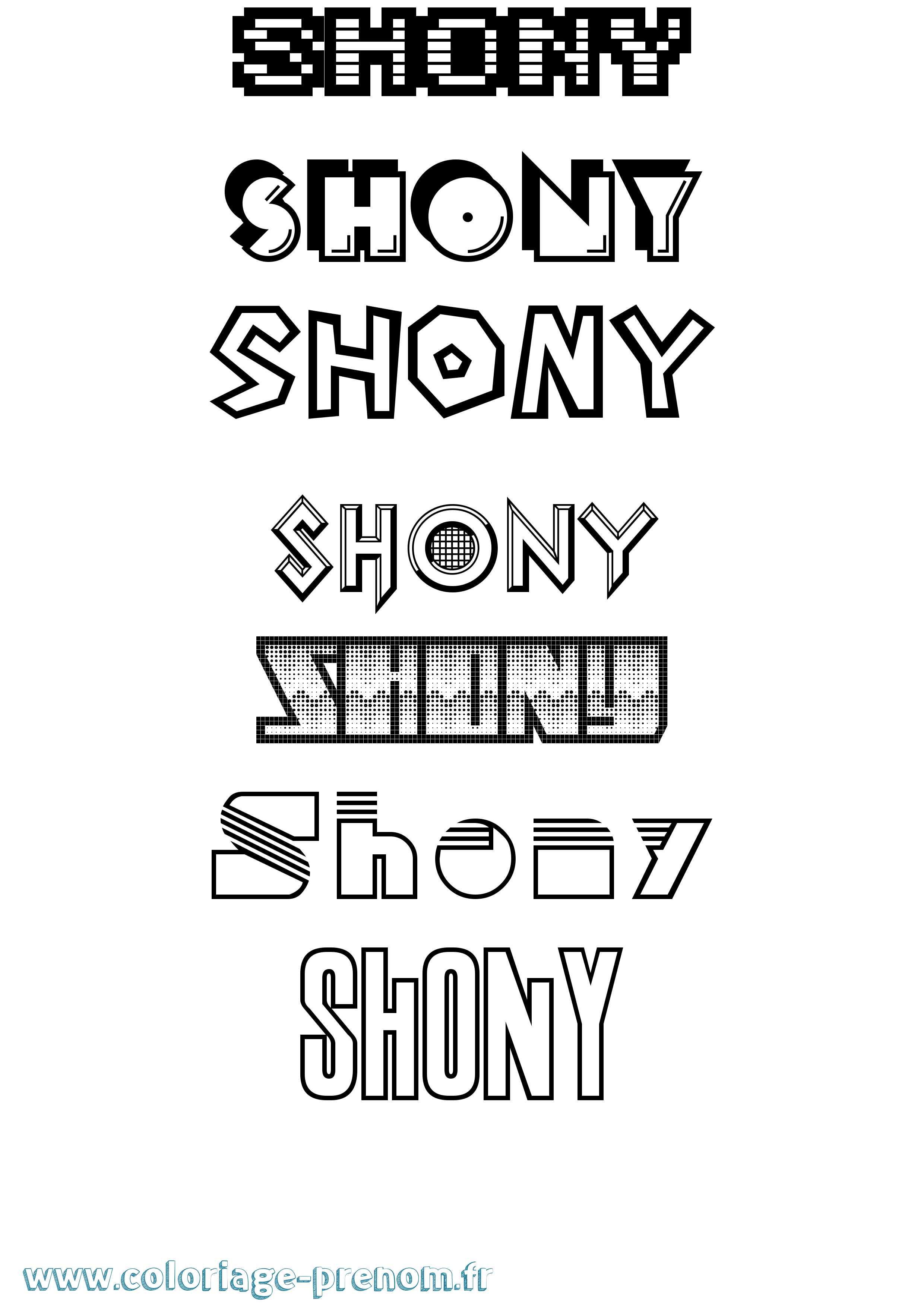 Coloriage Shony Jeux Vidéos Coloriage prénom Shony Jeux Vidéos