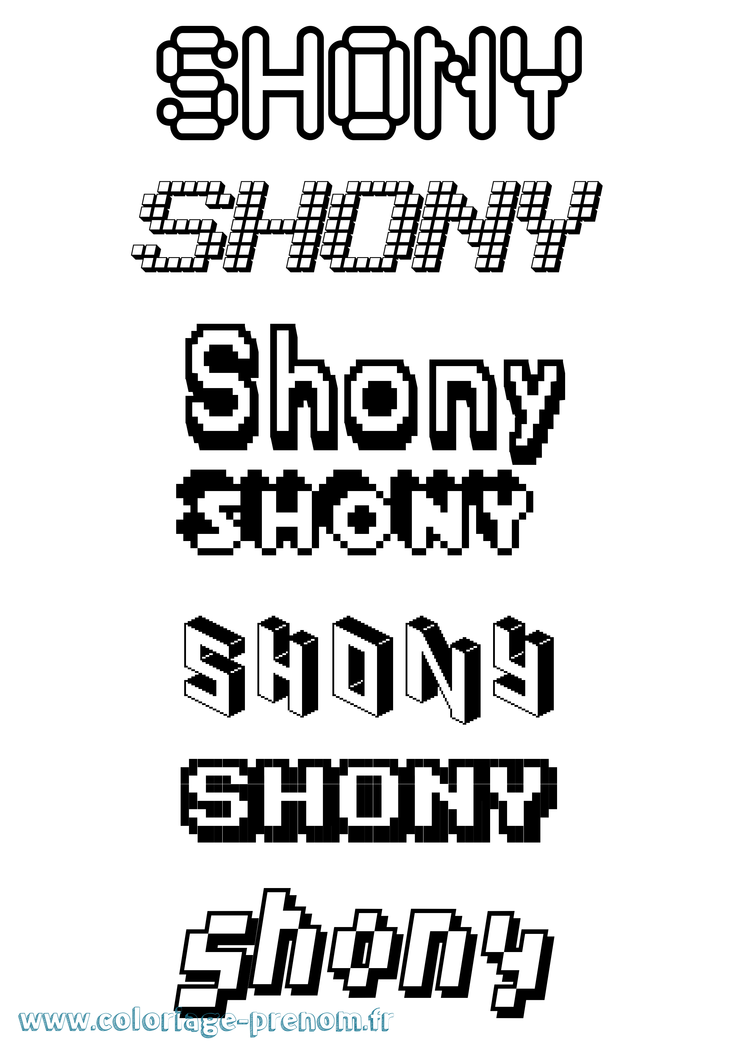 Coloriage Shony Pixel Coloriage prénom Shony Pixel