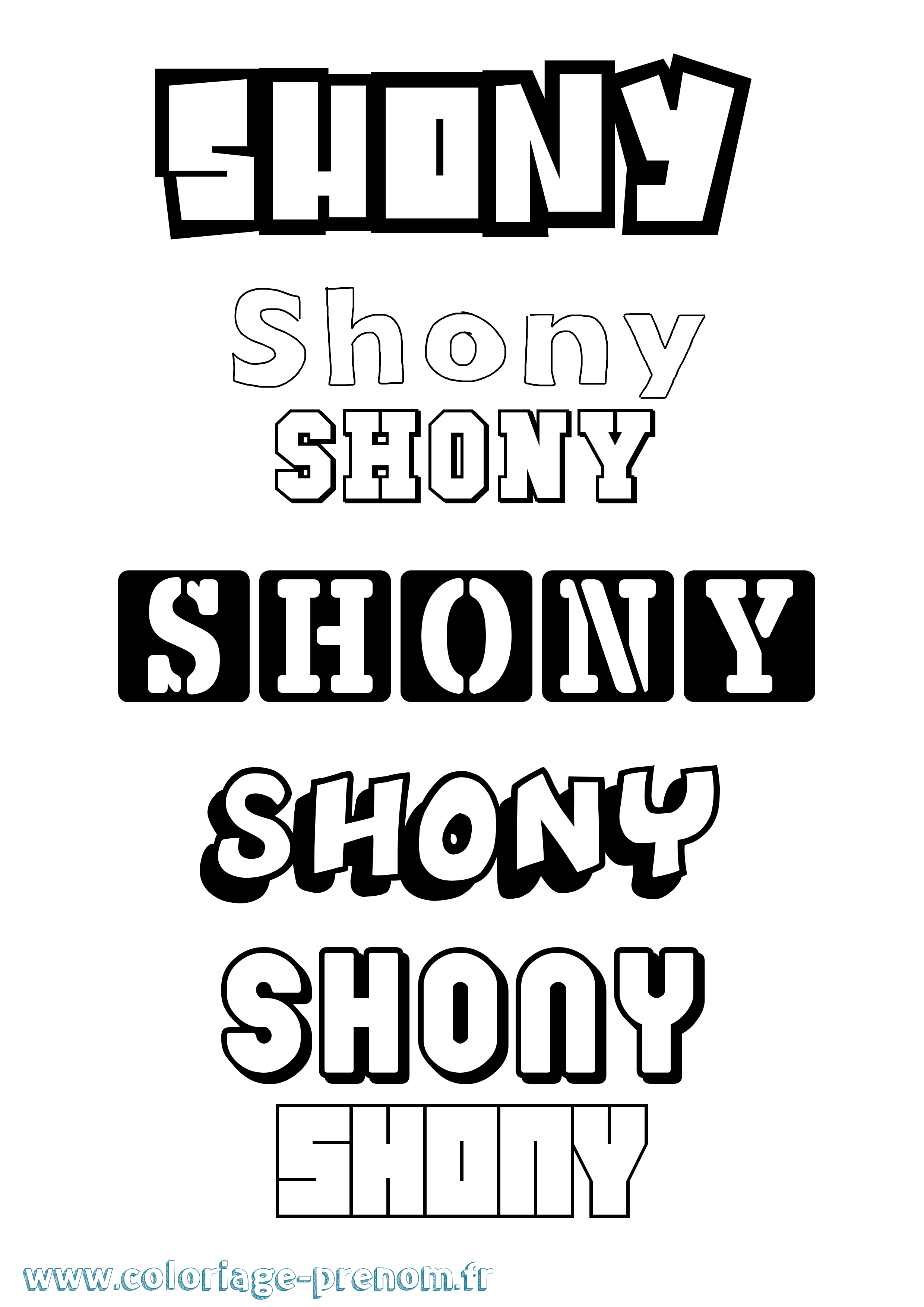 Coloriage Shony Simple Coloriage prénom Shony Simple
