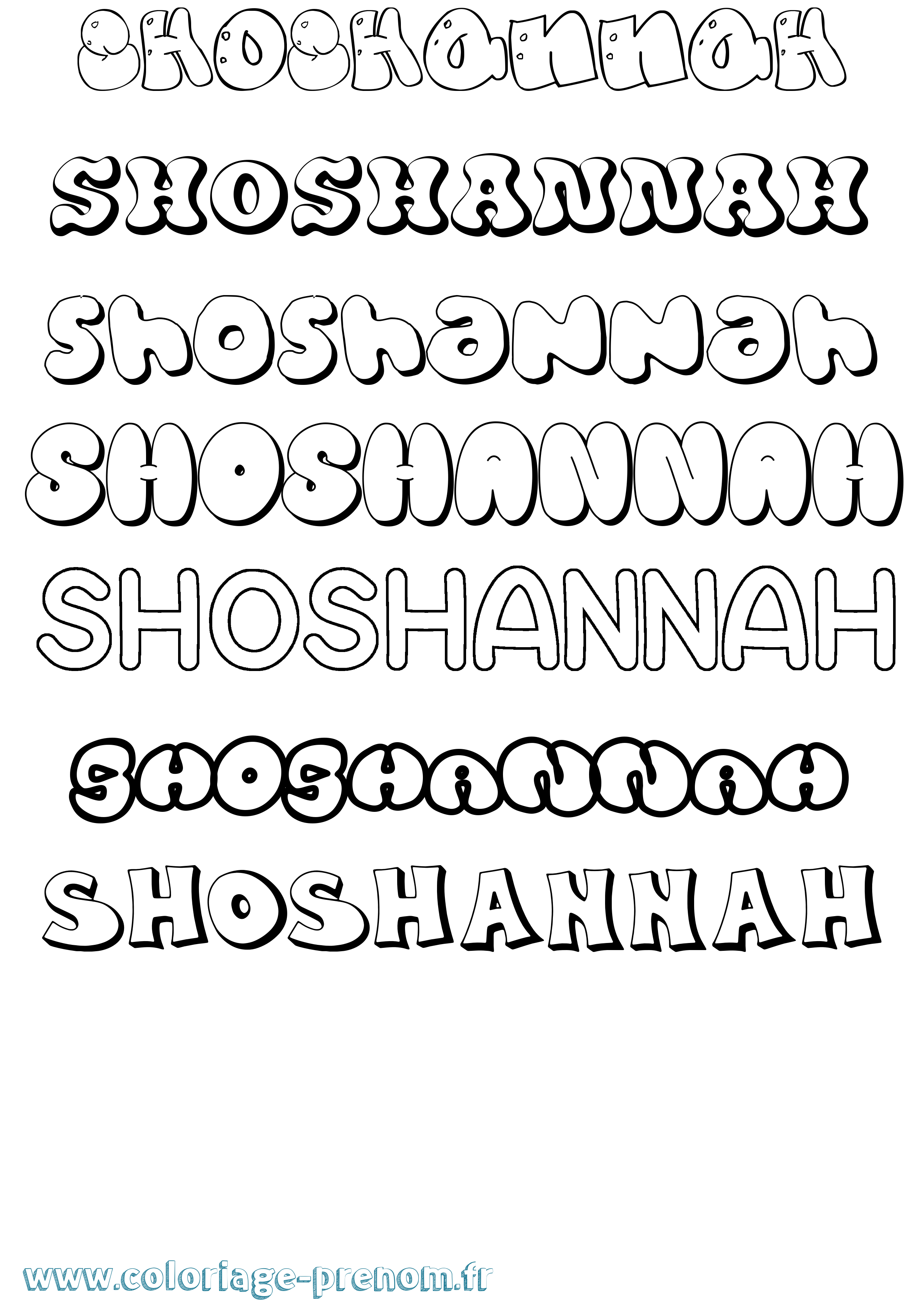 Coloriage Shoshannah Bubble Coloriage prénom Shoshannah Bubble