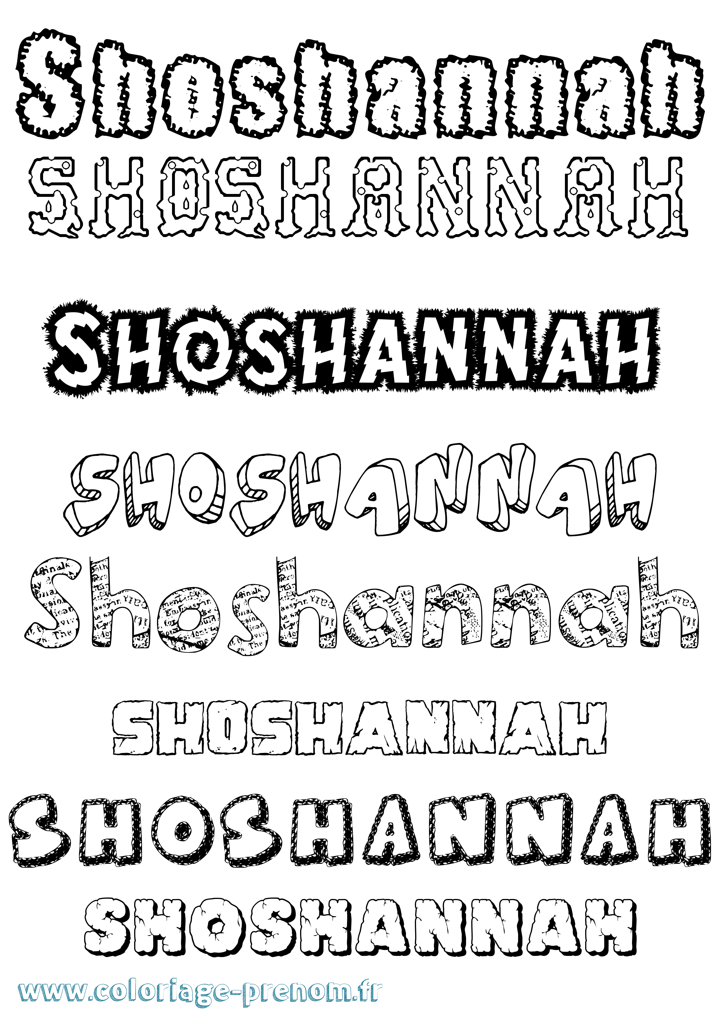 Coloriage Shoshannah Destructuré Coloriage prénom Shoshannah Destructuré