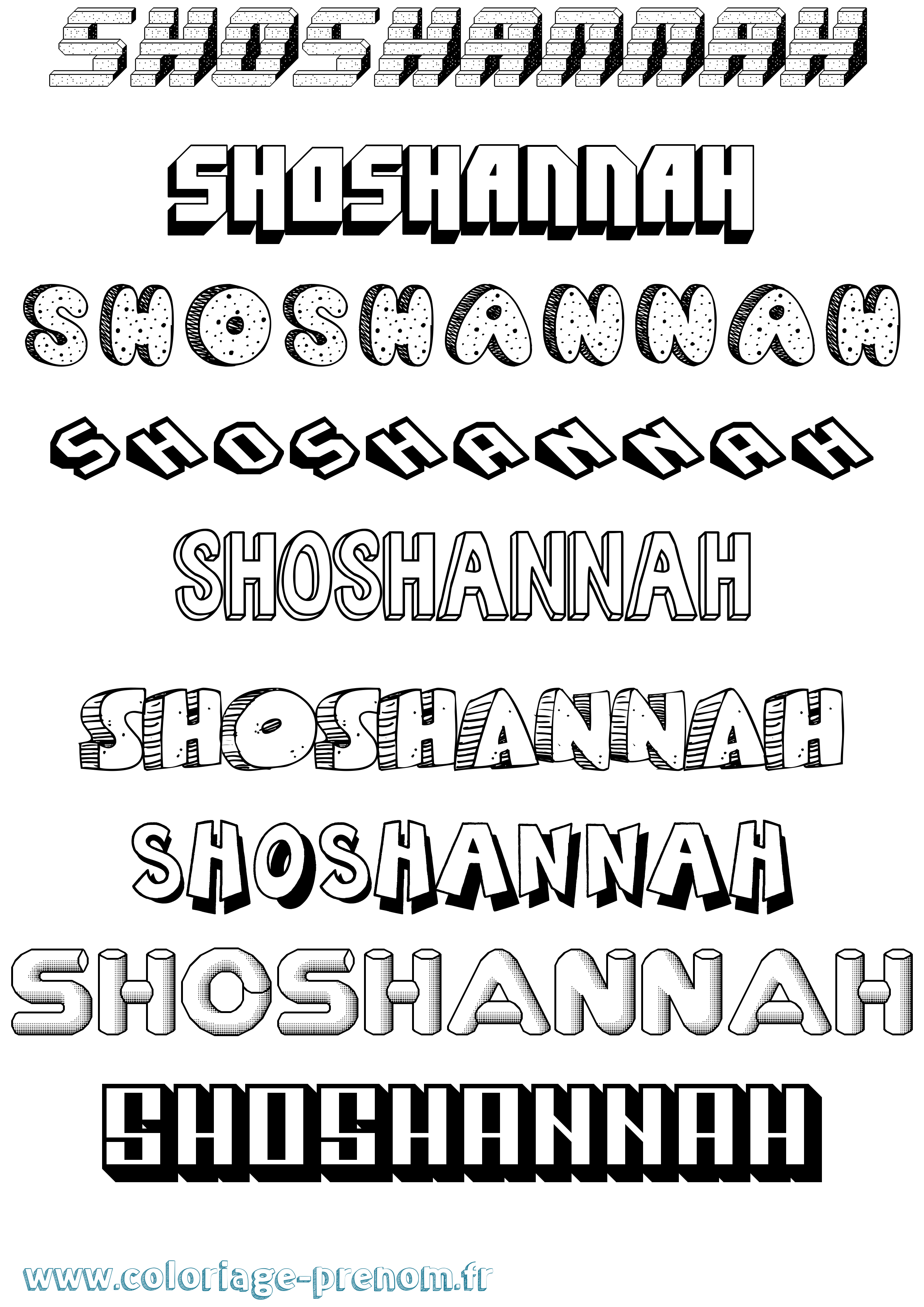 Coloriage Shoshannah Effet 3D Coloriage prénom Shoshannah Effet 3D