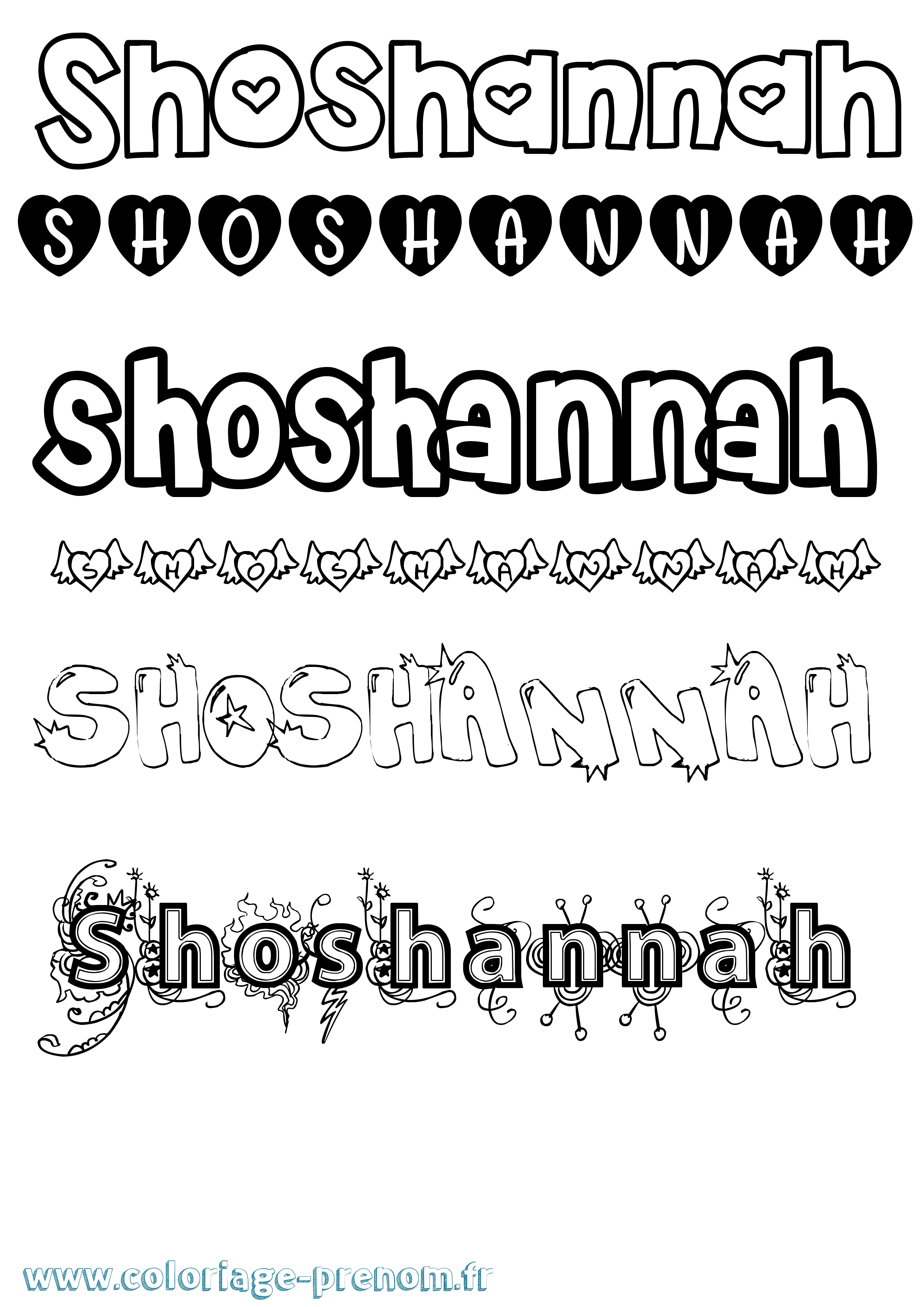 Coloriage Shoshannah Girly Coloriage prénom Shoshannah Girly