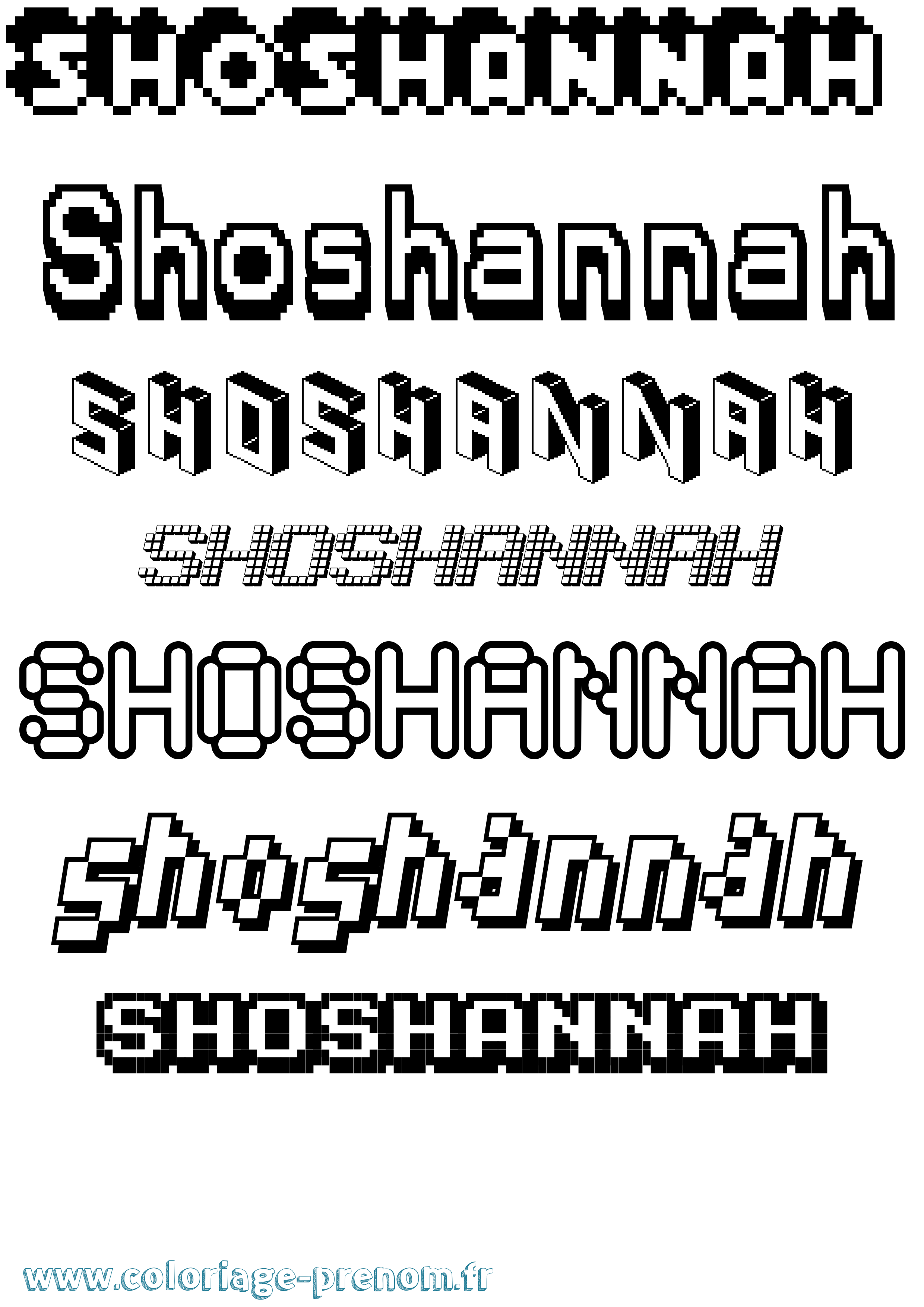 Coloriage Shoshannah Pixel Coloriage prénom Shoshannah Pixel