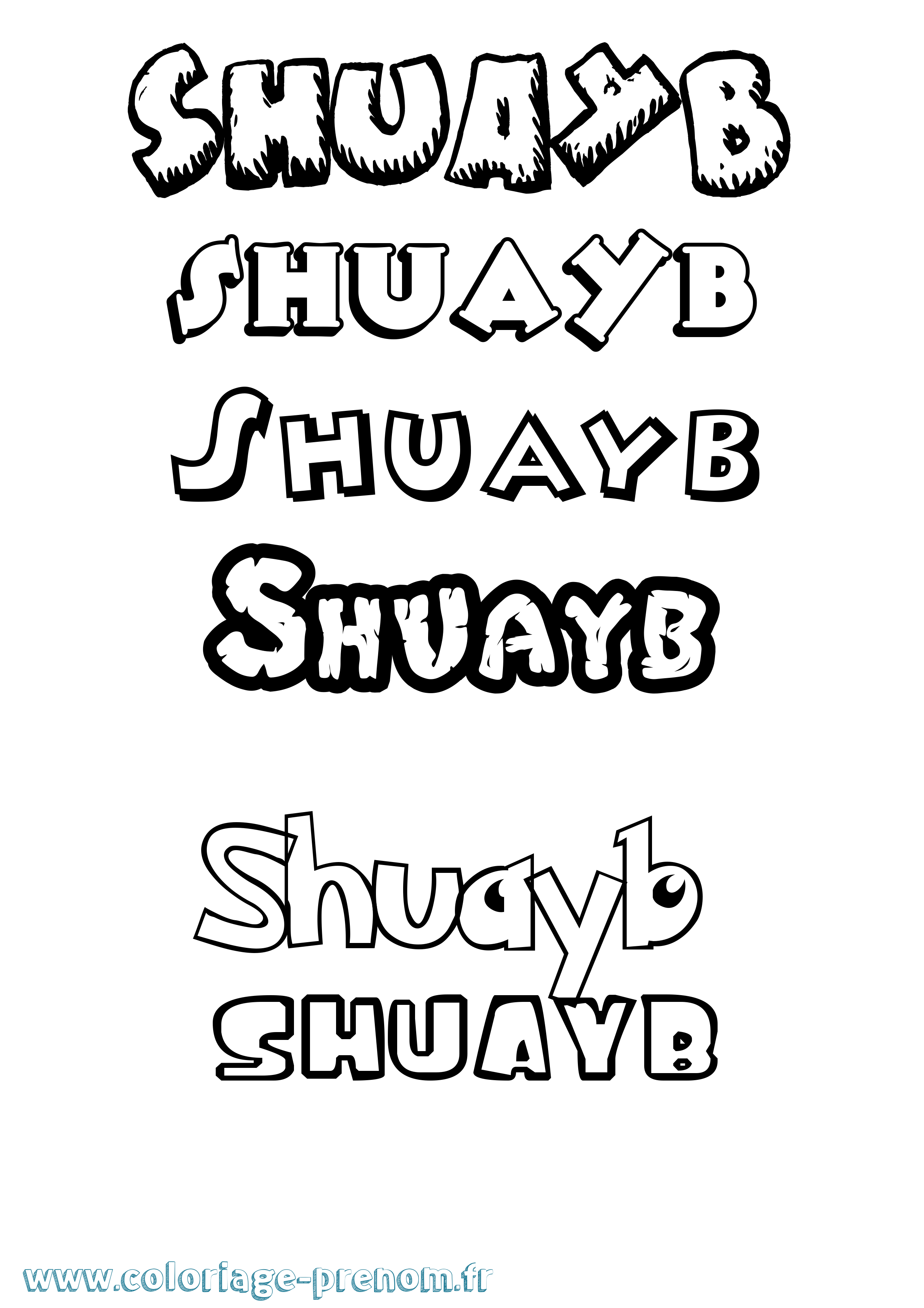 Coloriage Shuayb Dessin Animé Coloriage prénom Shuayb Dessin Animé