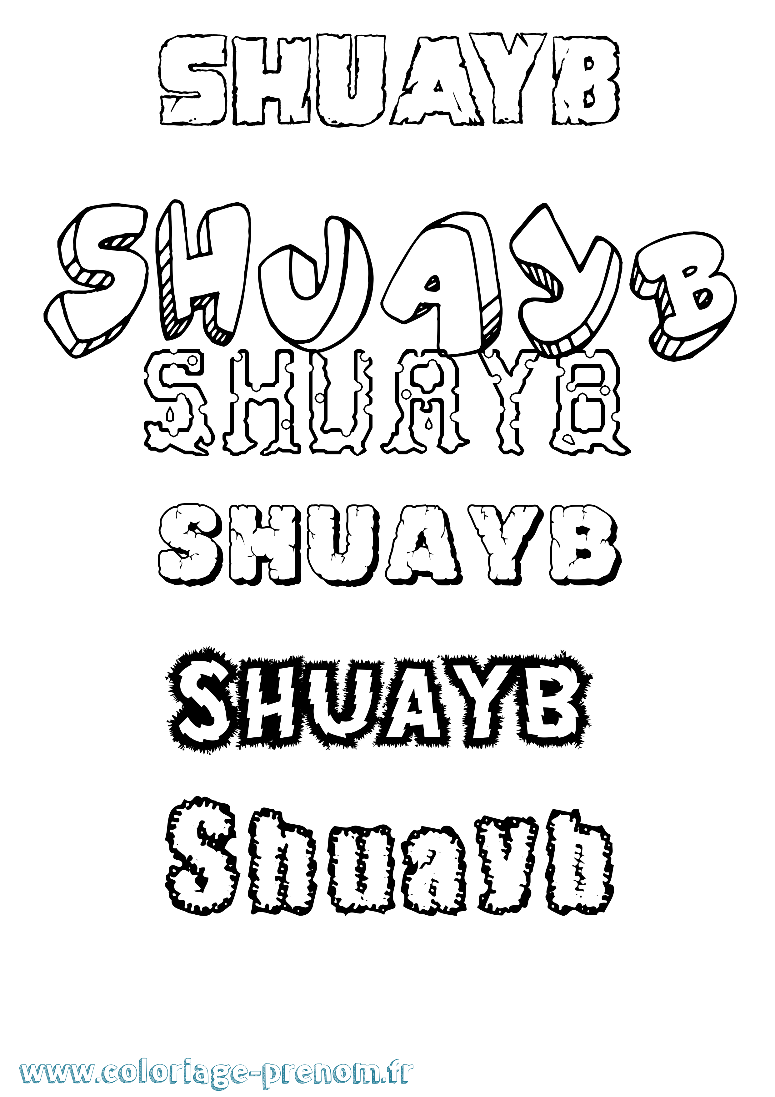 Coloriage Shuayb Destructuré Coloriage prénom Shuayb Destructuré