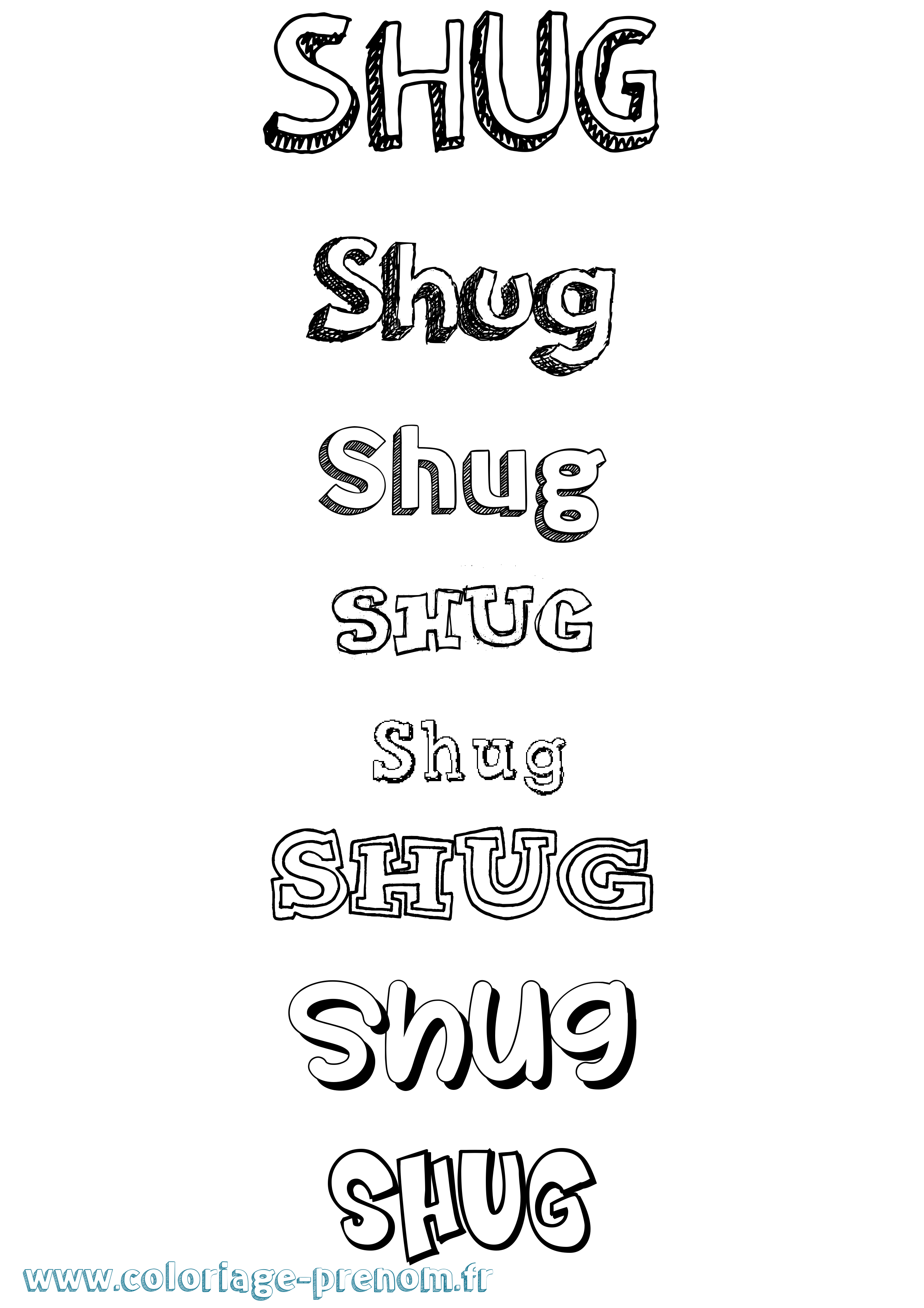 Coloriage Shug Dessiné Coloriage prénom Shug Dessiné