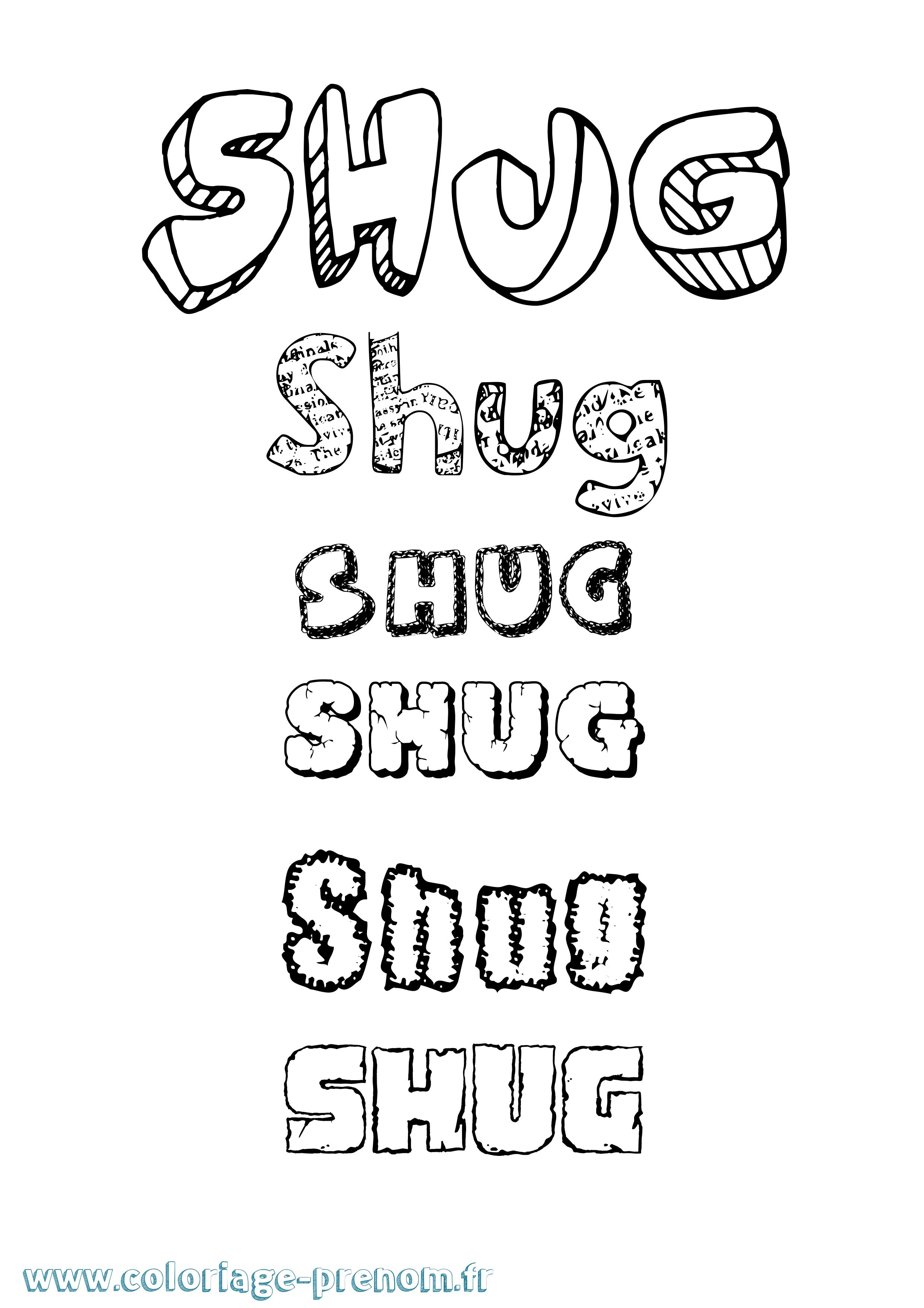 Coloriage Shug Destructuré Coloriage prénom Shug Destructuré