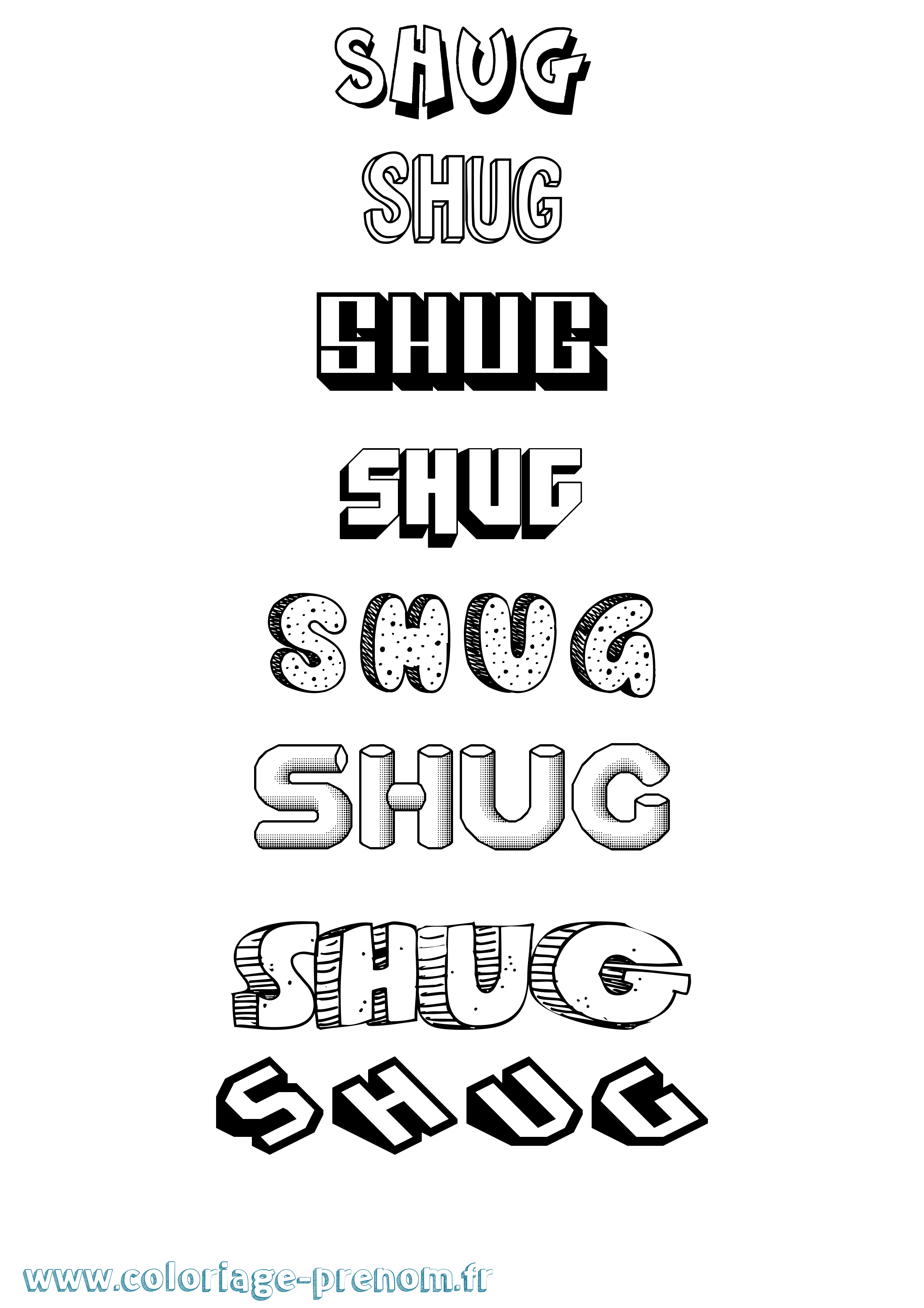 Coloriage Shug Effet 3D Coloriage prénom Shug Effet 3D