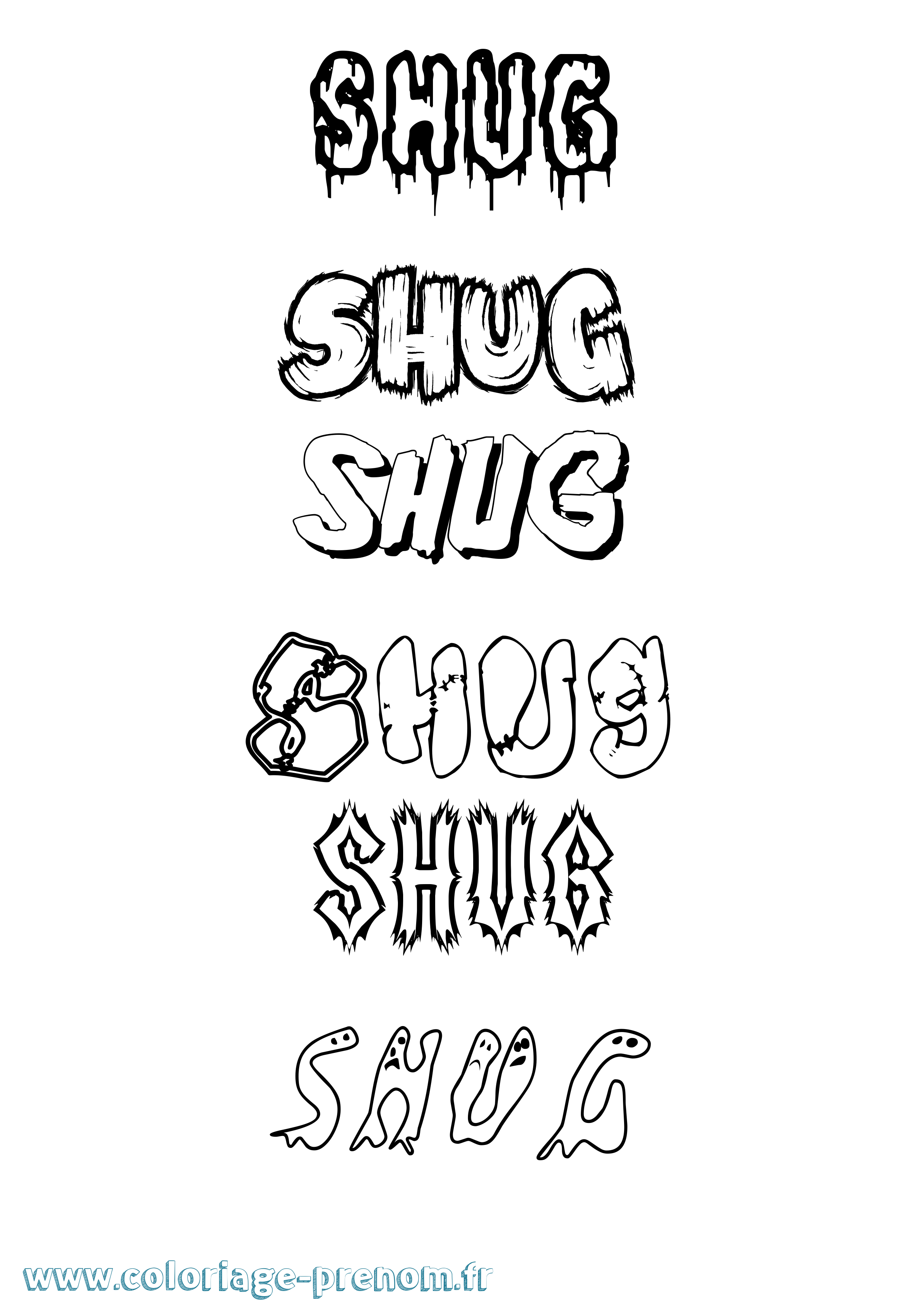 Coloriage Shug Frisson Coloriage prénom Shug Frisson