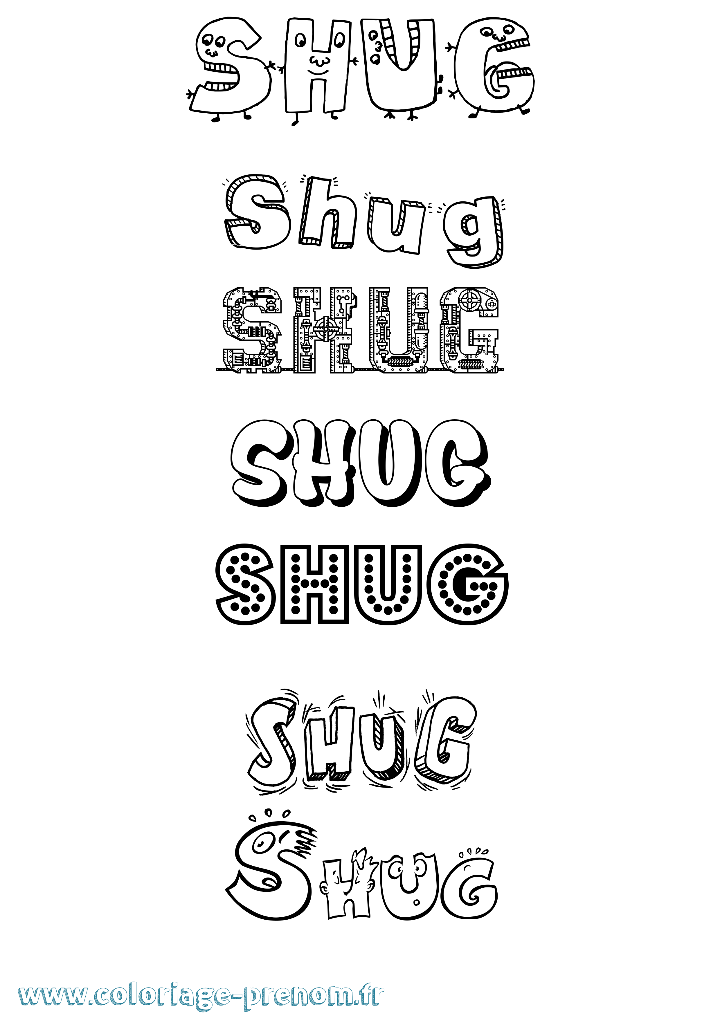 Coloriage Shug Fun Coloriage prénom Shug Fun