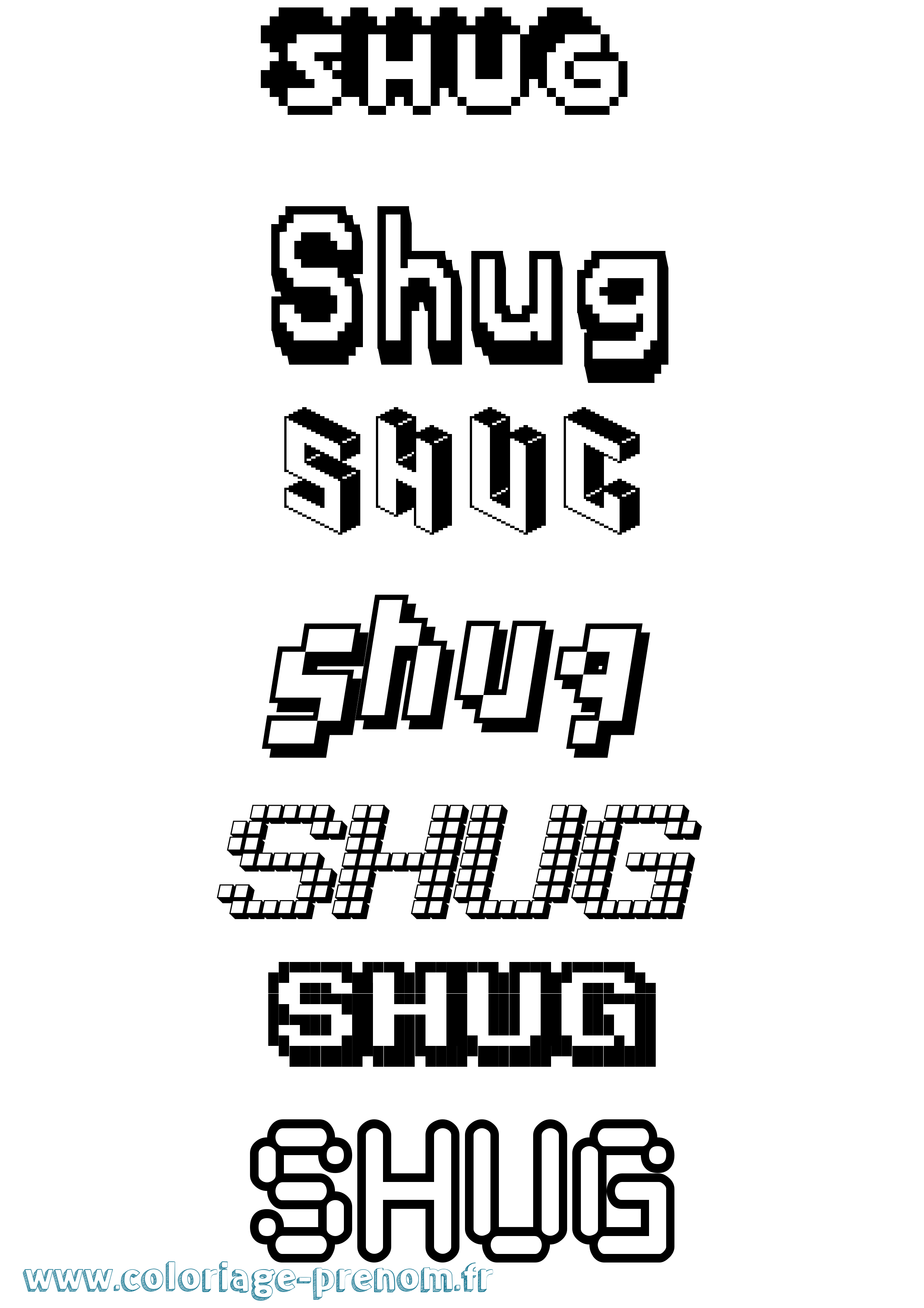 Coloriage Shug Pixel Coloriage prénom Shug Pixel