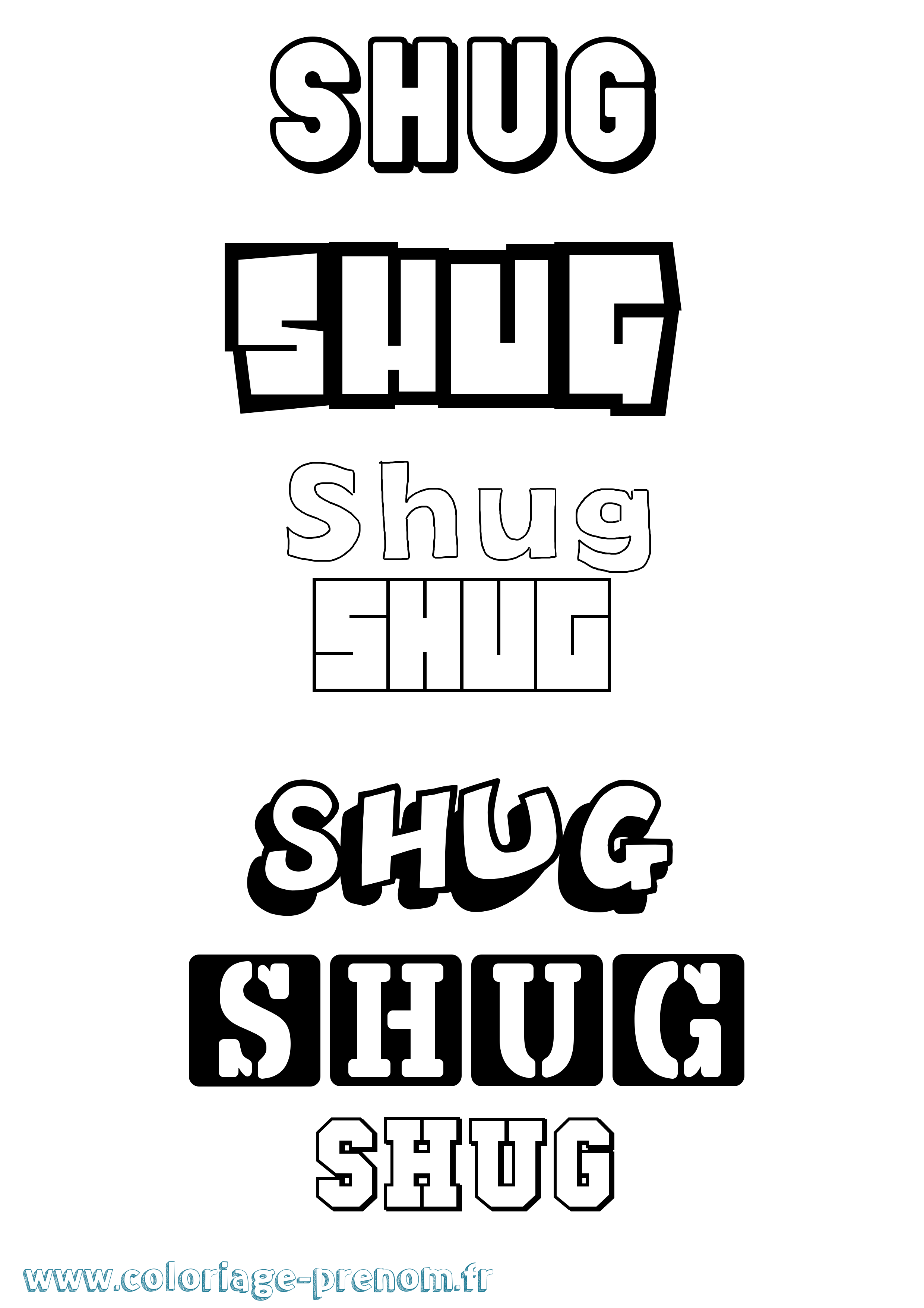 Coloriage Shug Simple Coloriage prénom Shug Simple