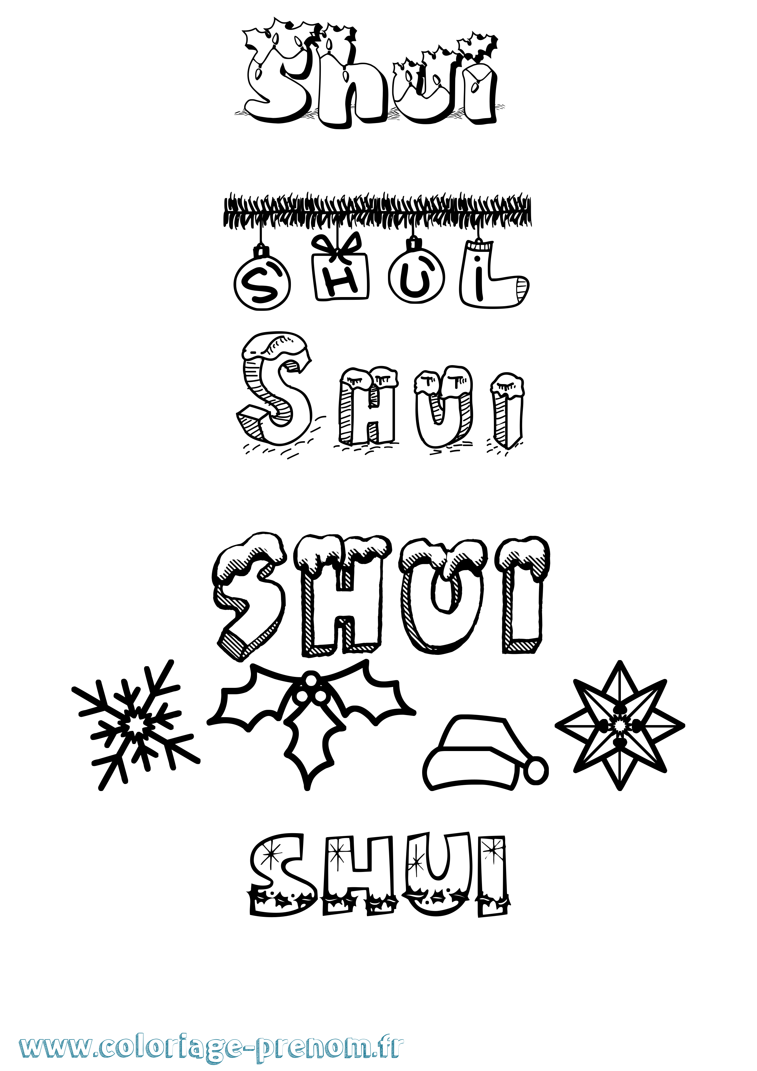 Coloriage Shui Noël Coloriage prénom Shui Noël