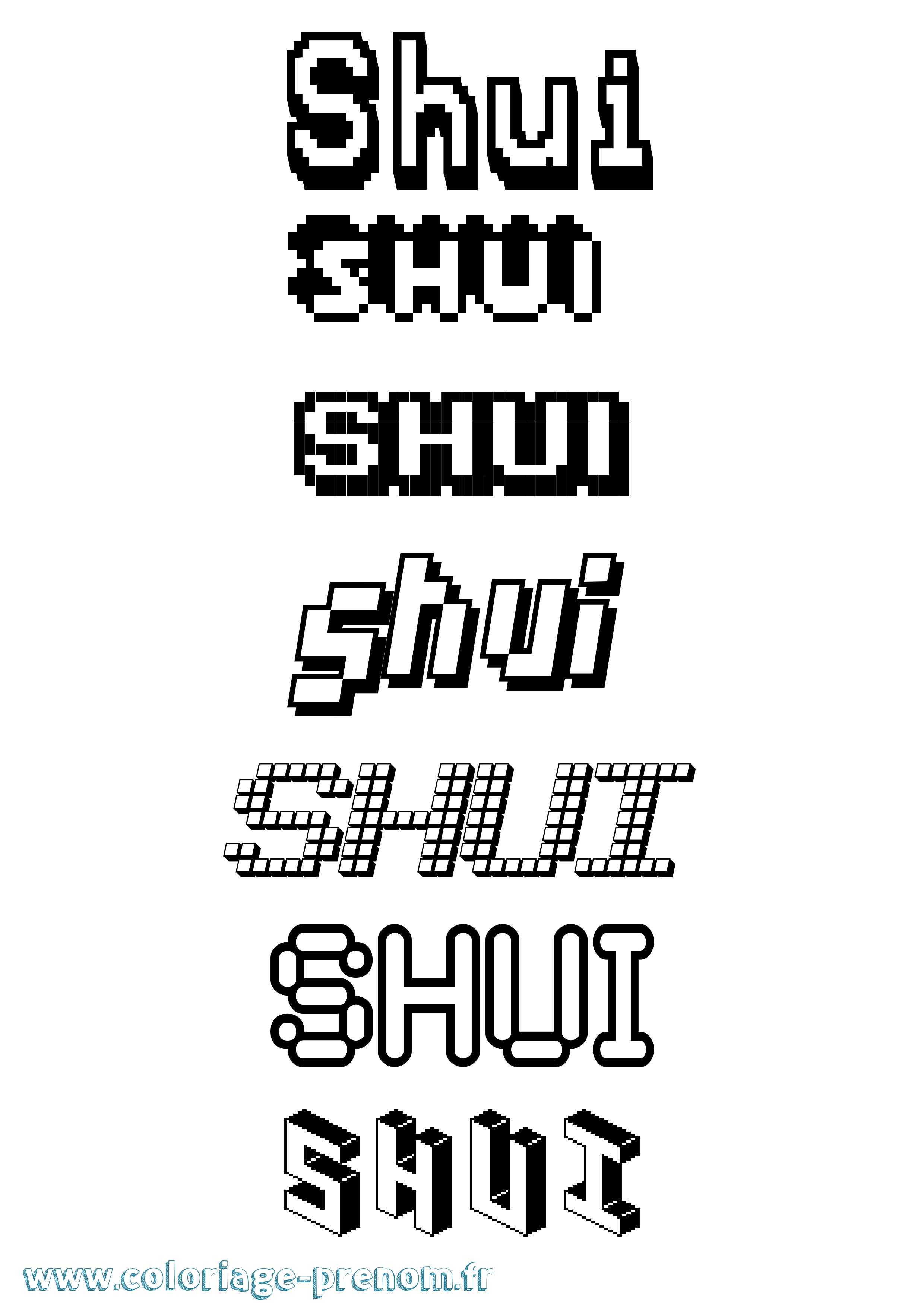 Coloriage Shui Pixel Coloriage prénom Shui Pixel