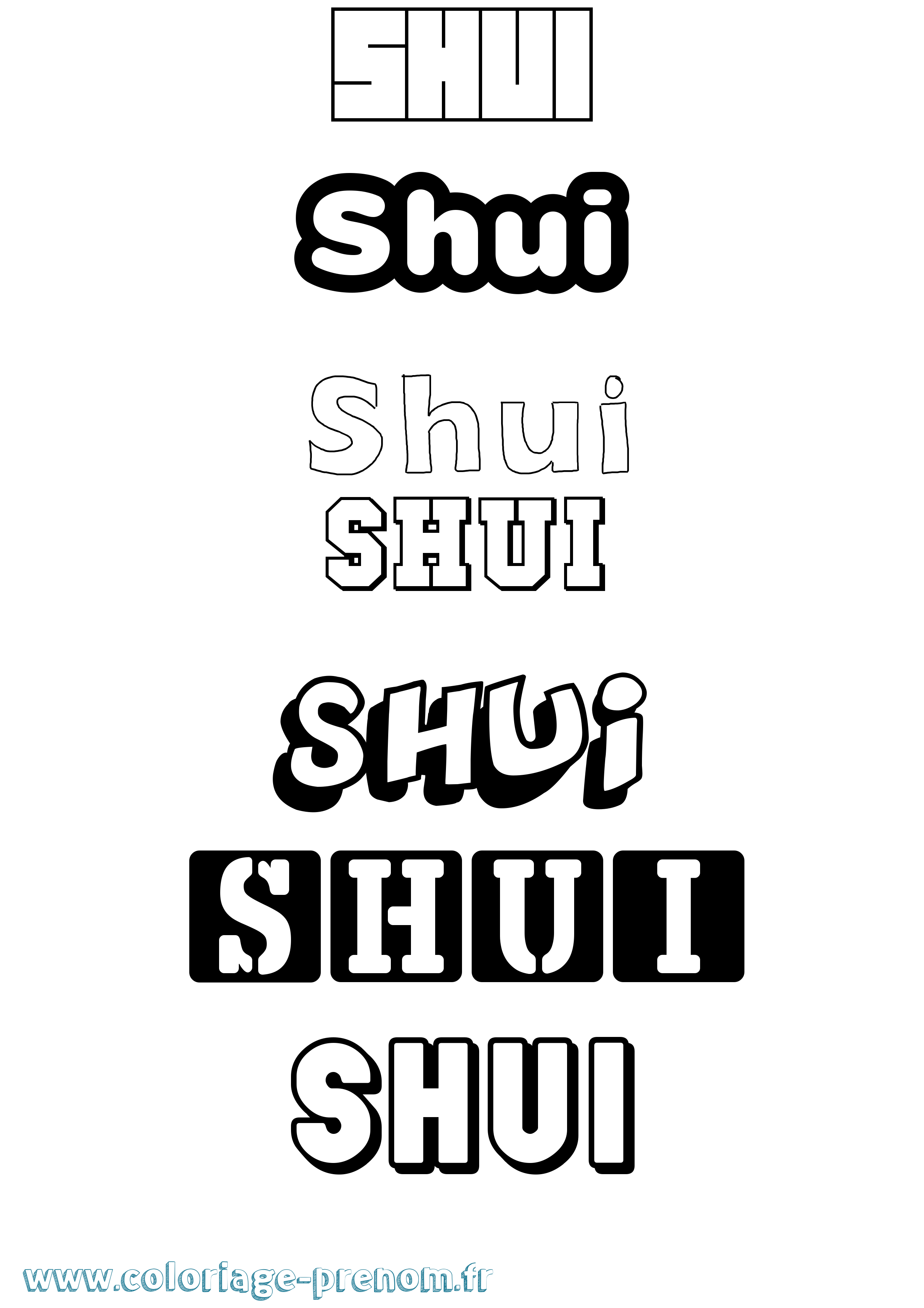 Coloriage Shui Simple Coloriage prénom Shui Simple