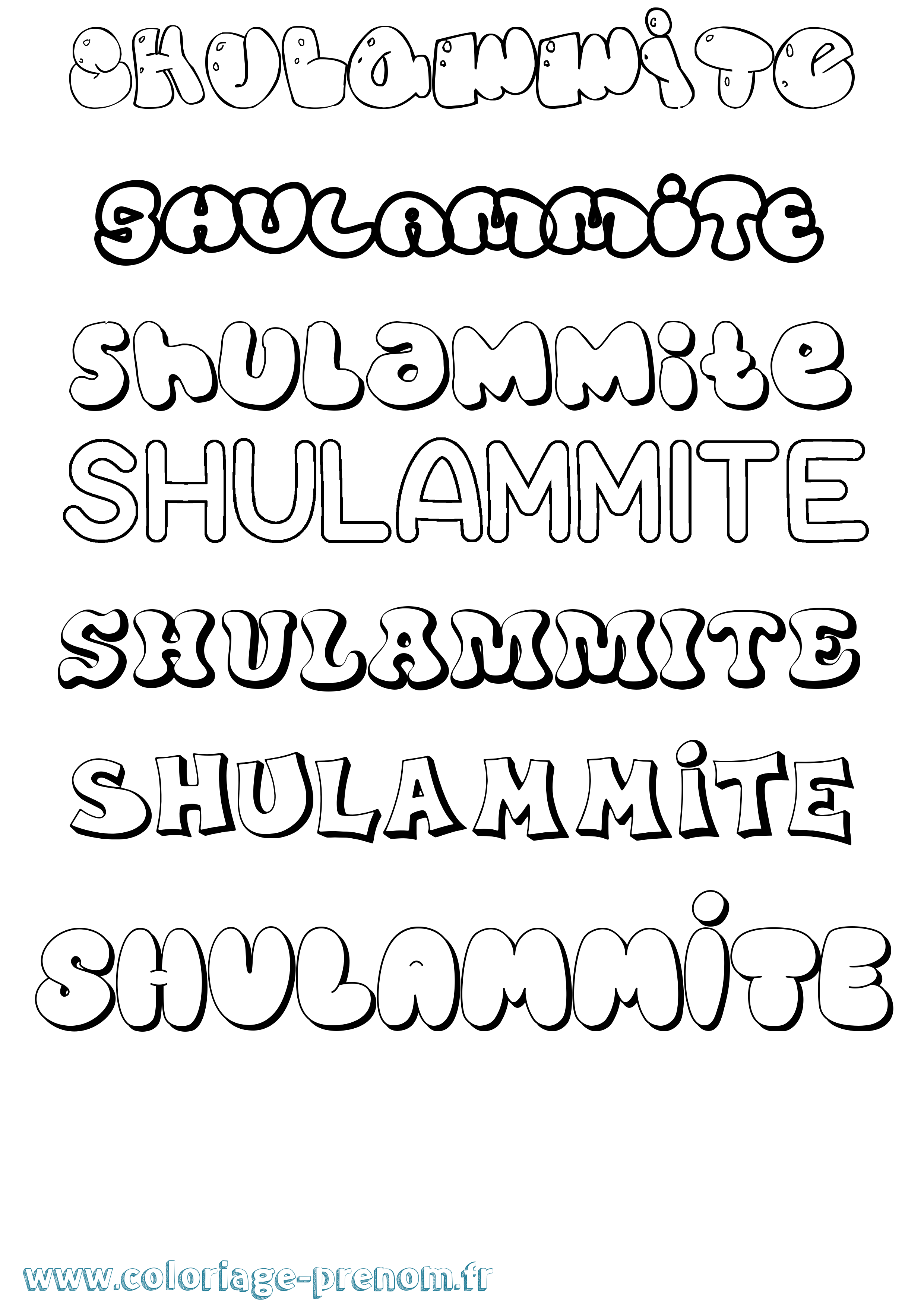 Coloriage Shulammite Bubble Coloriage prénom Shulammite Bubble