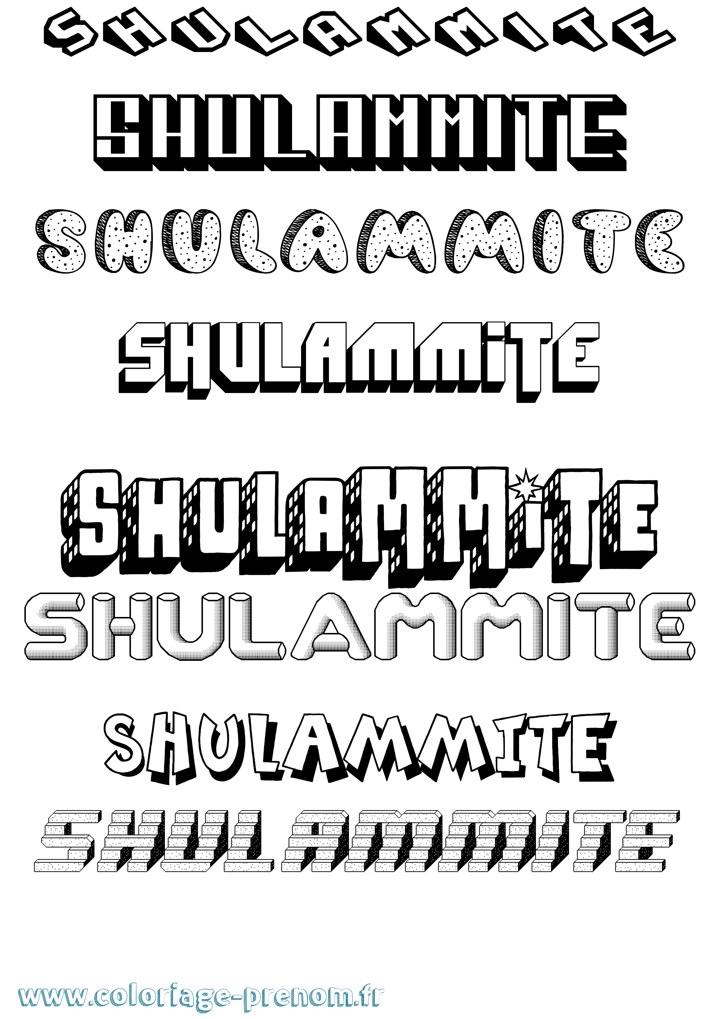 Coloriage Shulammite Effet 3D Coloriage prénom Shulammite Effet 3D