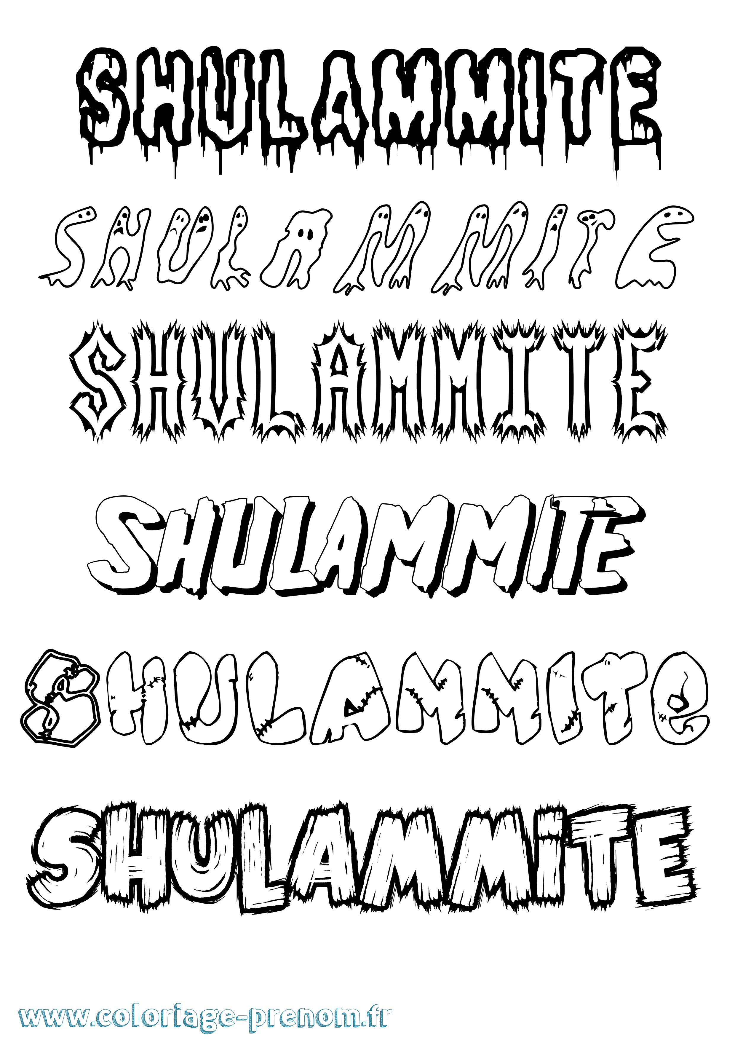 Coloriage Shulammite Frisson Coloriage prénom Shulammite Frisson