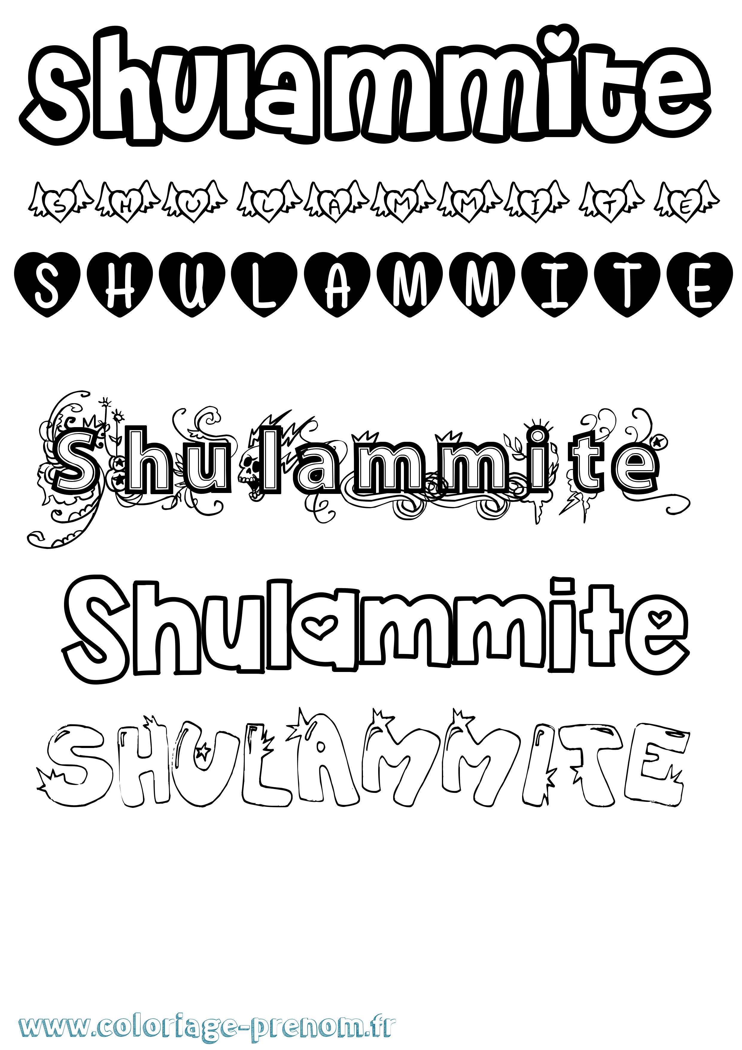 Coloriage Shulammite Girly Coloriage prénom Shulammite Girly
