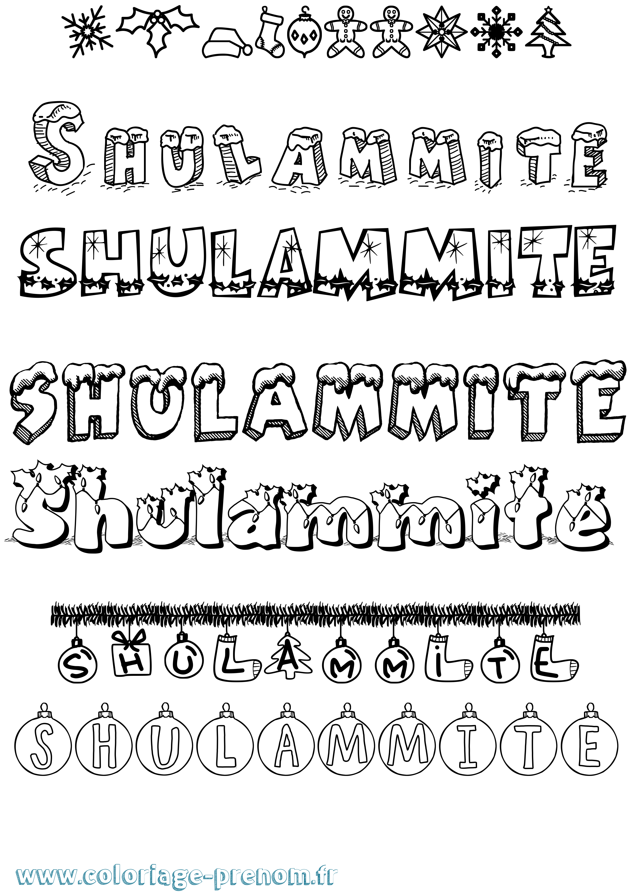 Coloriage Shulammite Noël Coloriage prénom Shulammite Noël