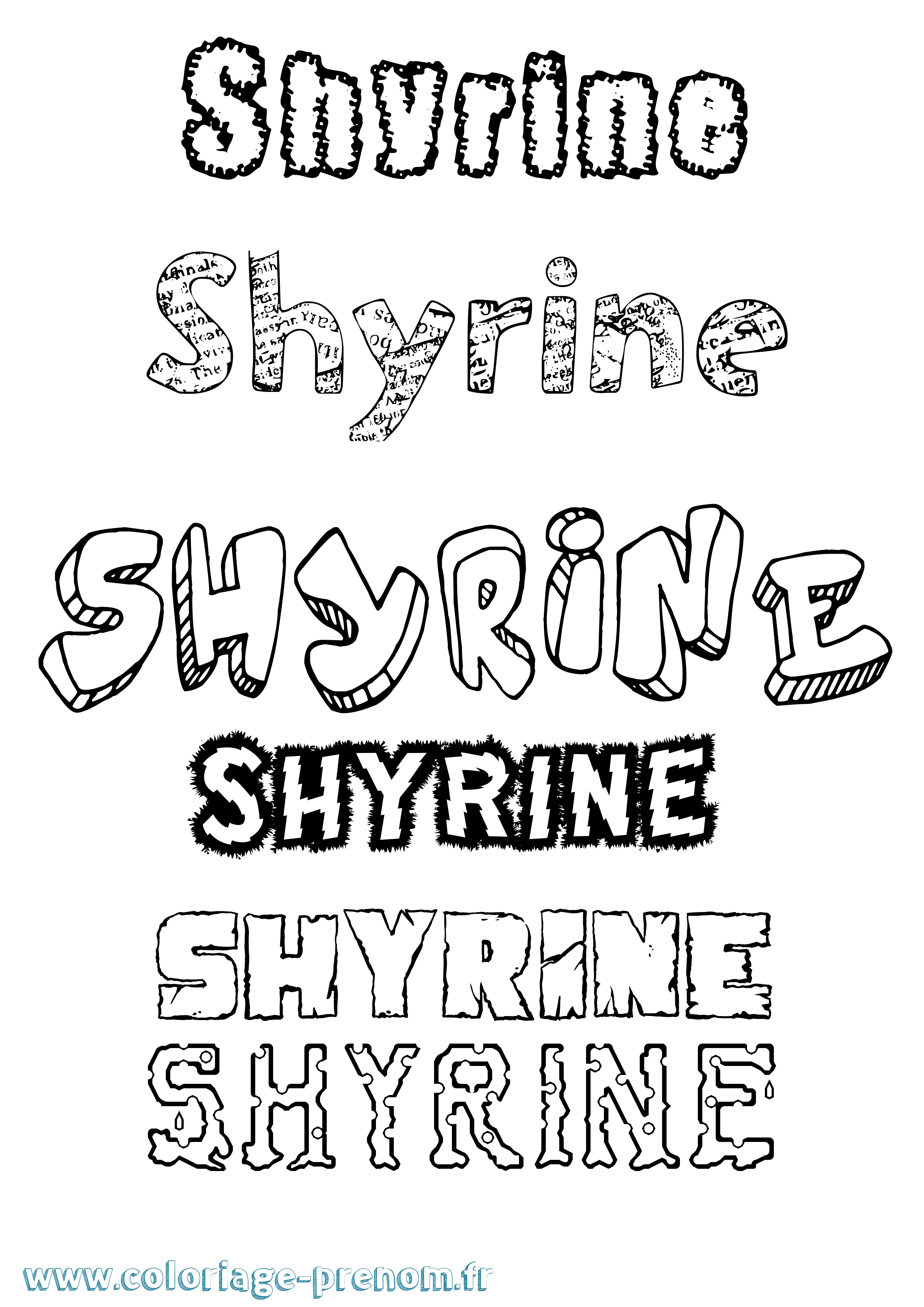 Coloriage Shyrine Destructuré Coloriage prénom Shyrine Destructuré