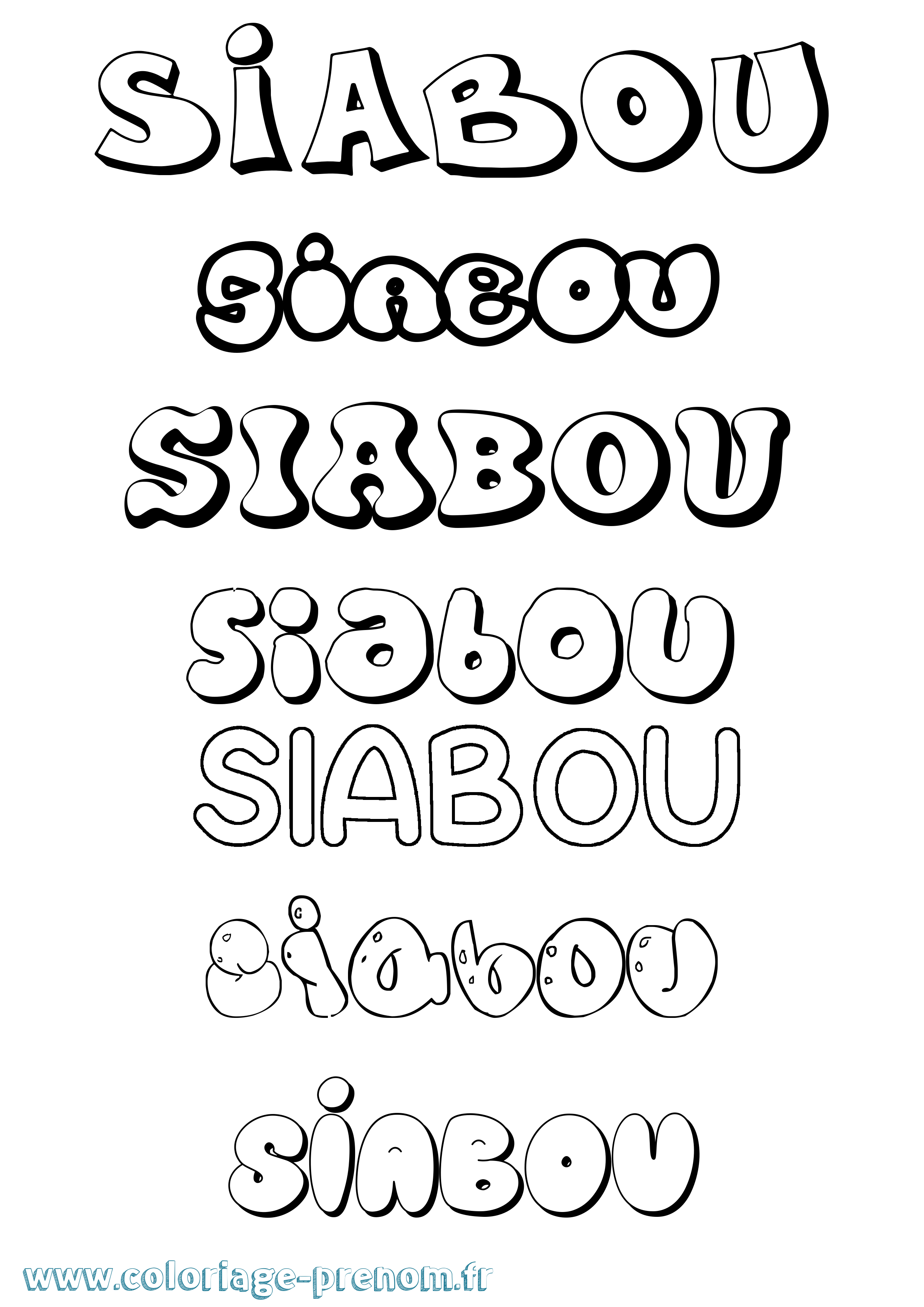 Coloriage Siabou Bubble Coloriage prénom Siabou Bubble