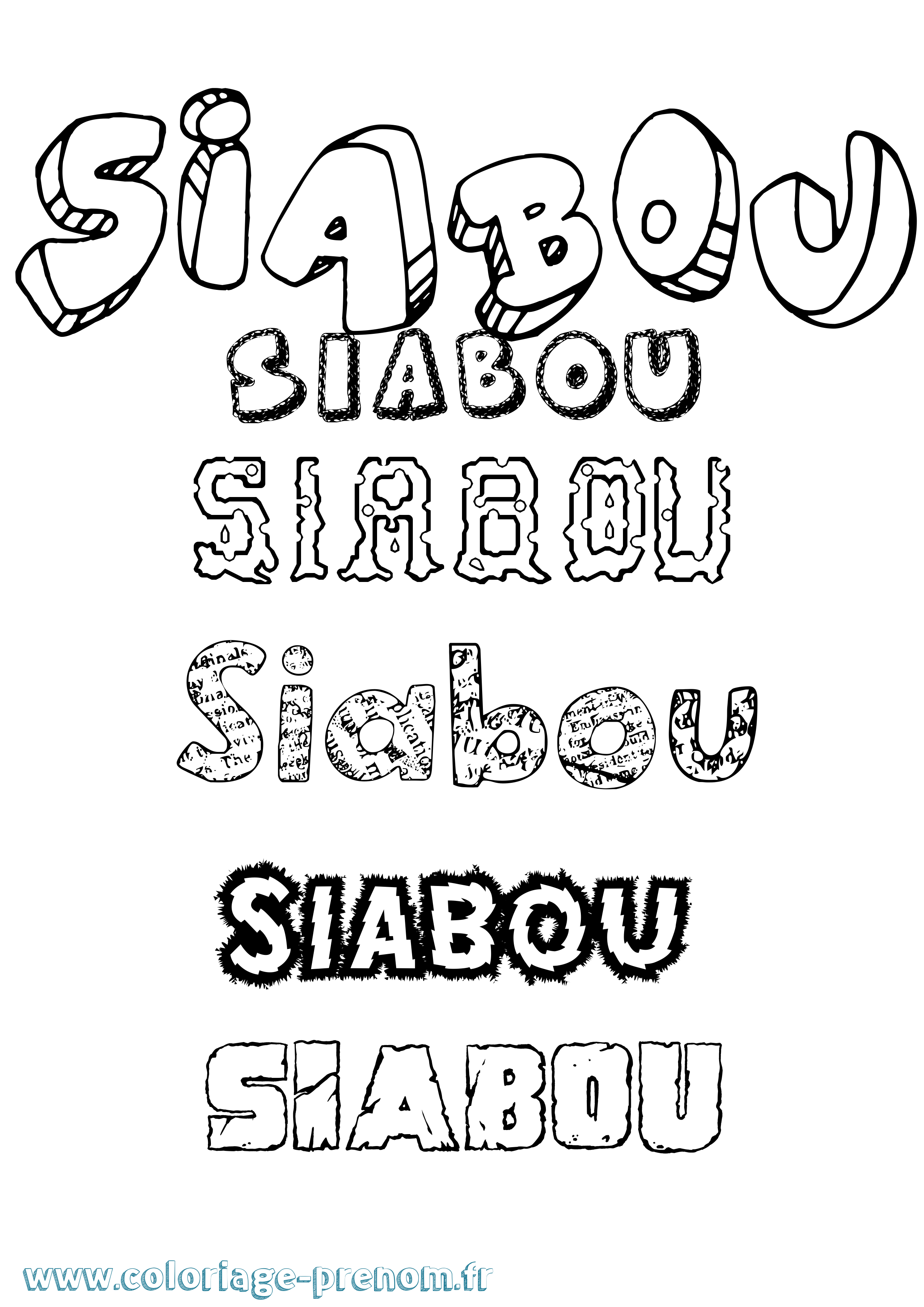Coloriage Siabou Destructuré Coloriage prénom Siabou Destructuré