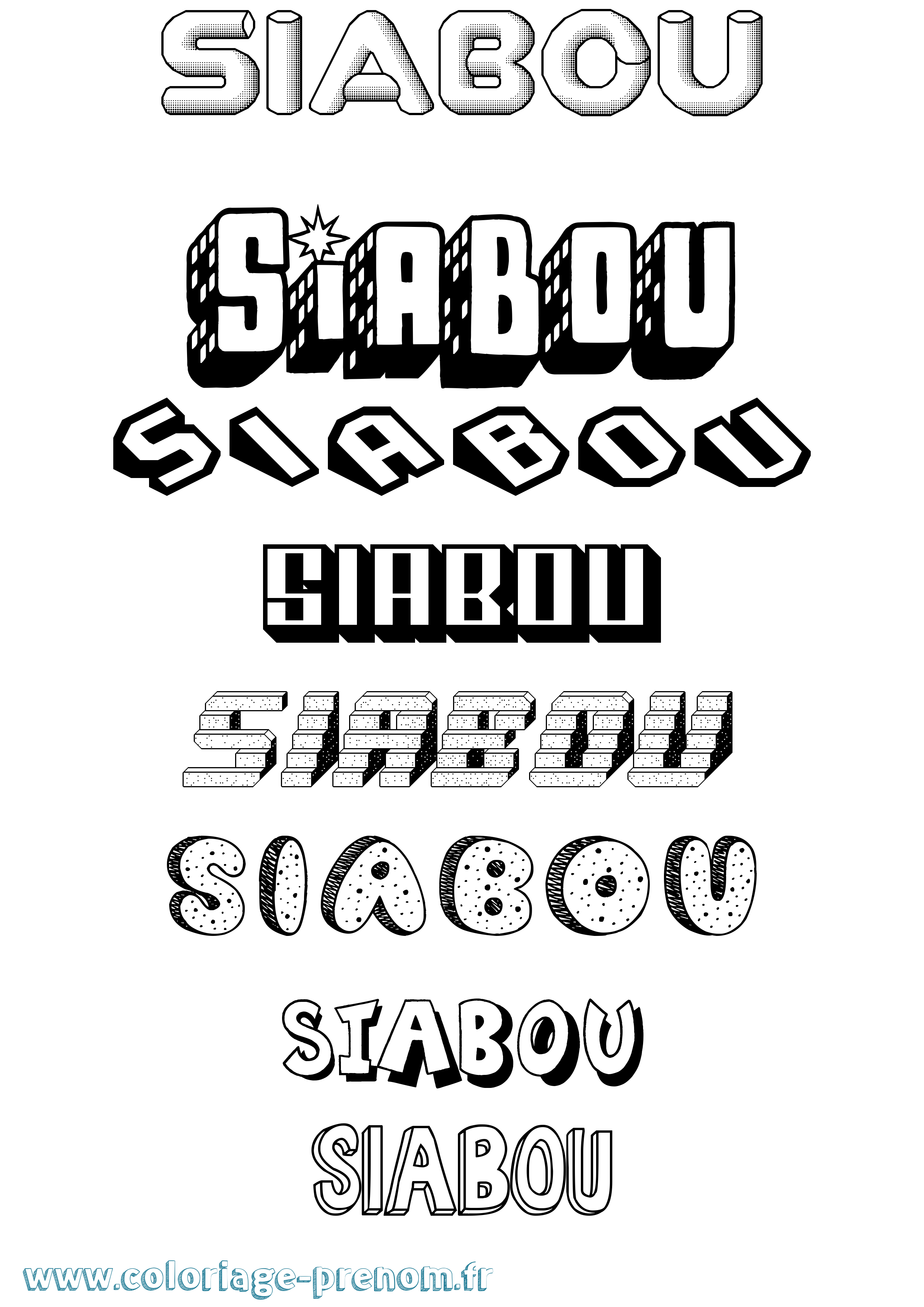 Coloriage Siabou Effet 3D Coloriage prénom Siabou Effet 3D