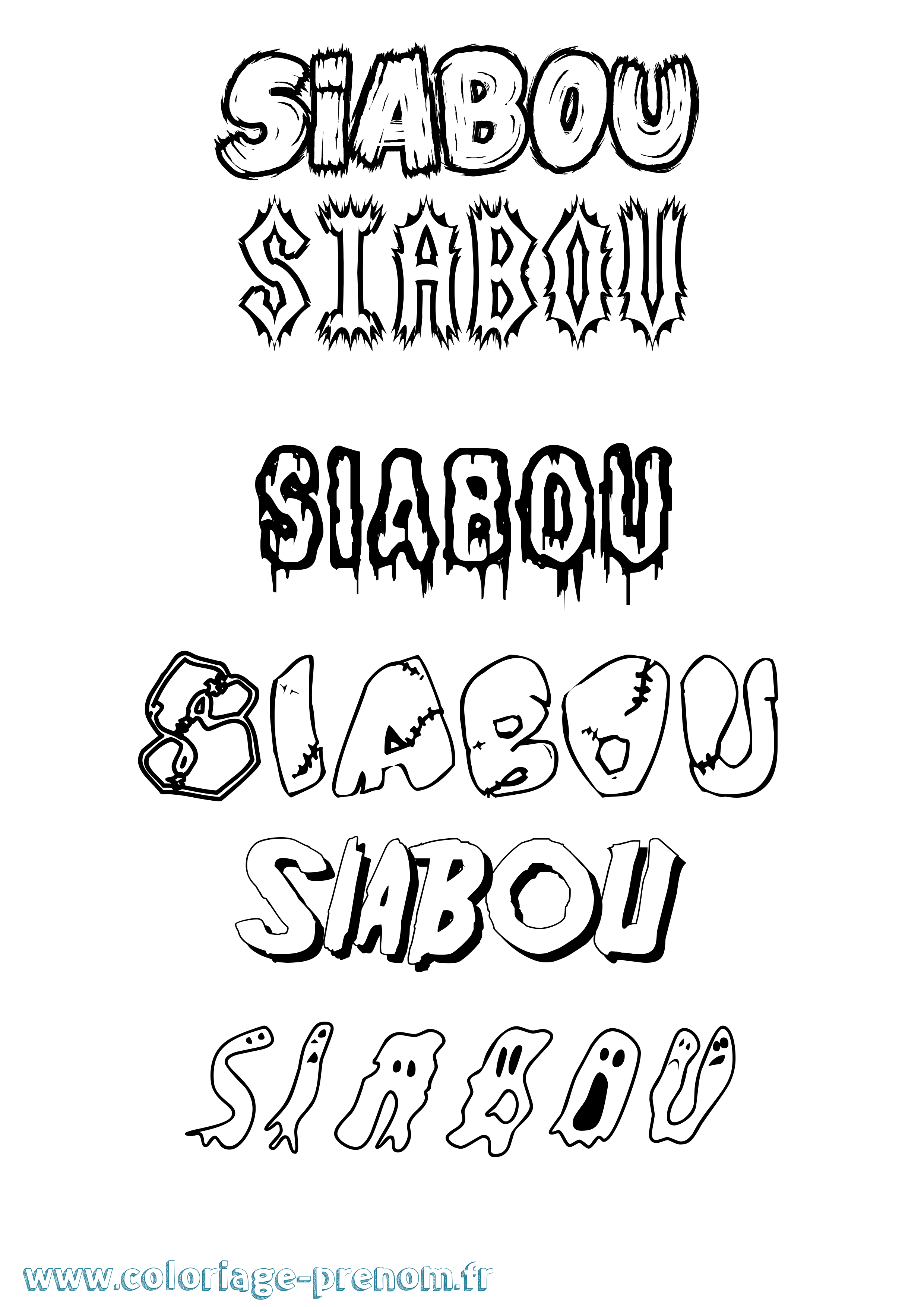 Coloriage Siabou Frisson Coloriage prénom Siabou Frisson