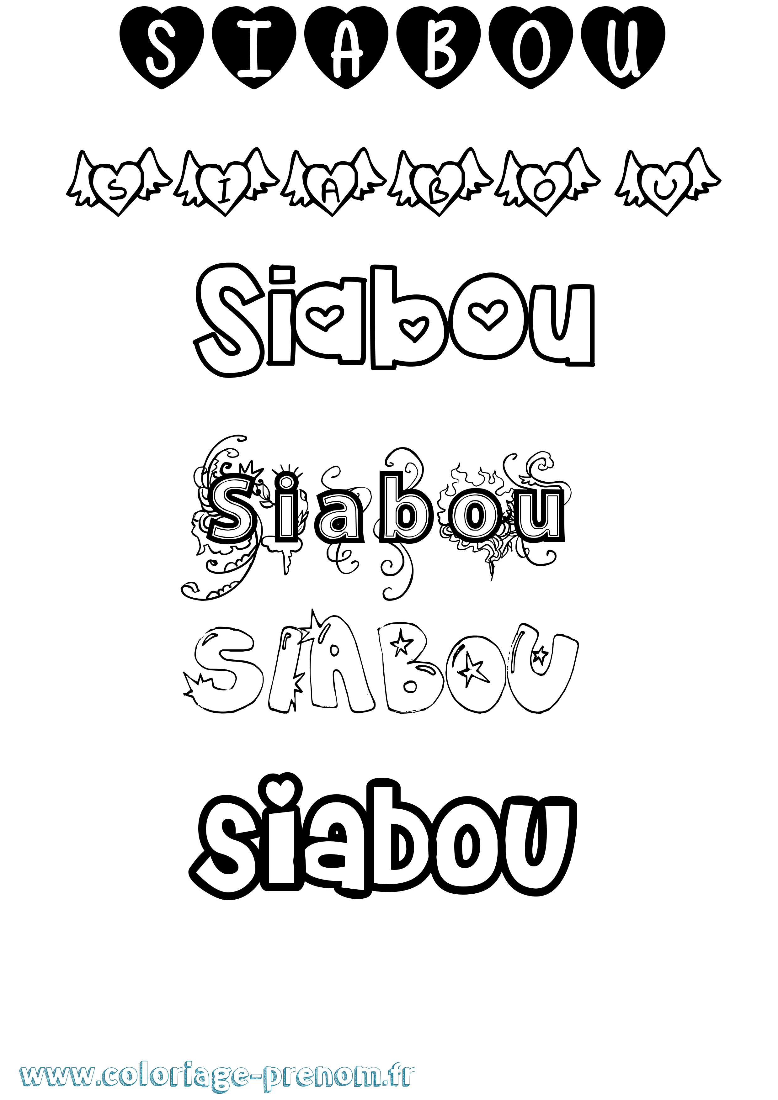 Coloriage Siabou Girly Coloriage prénom Siabou Girly
