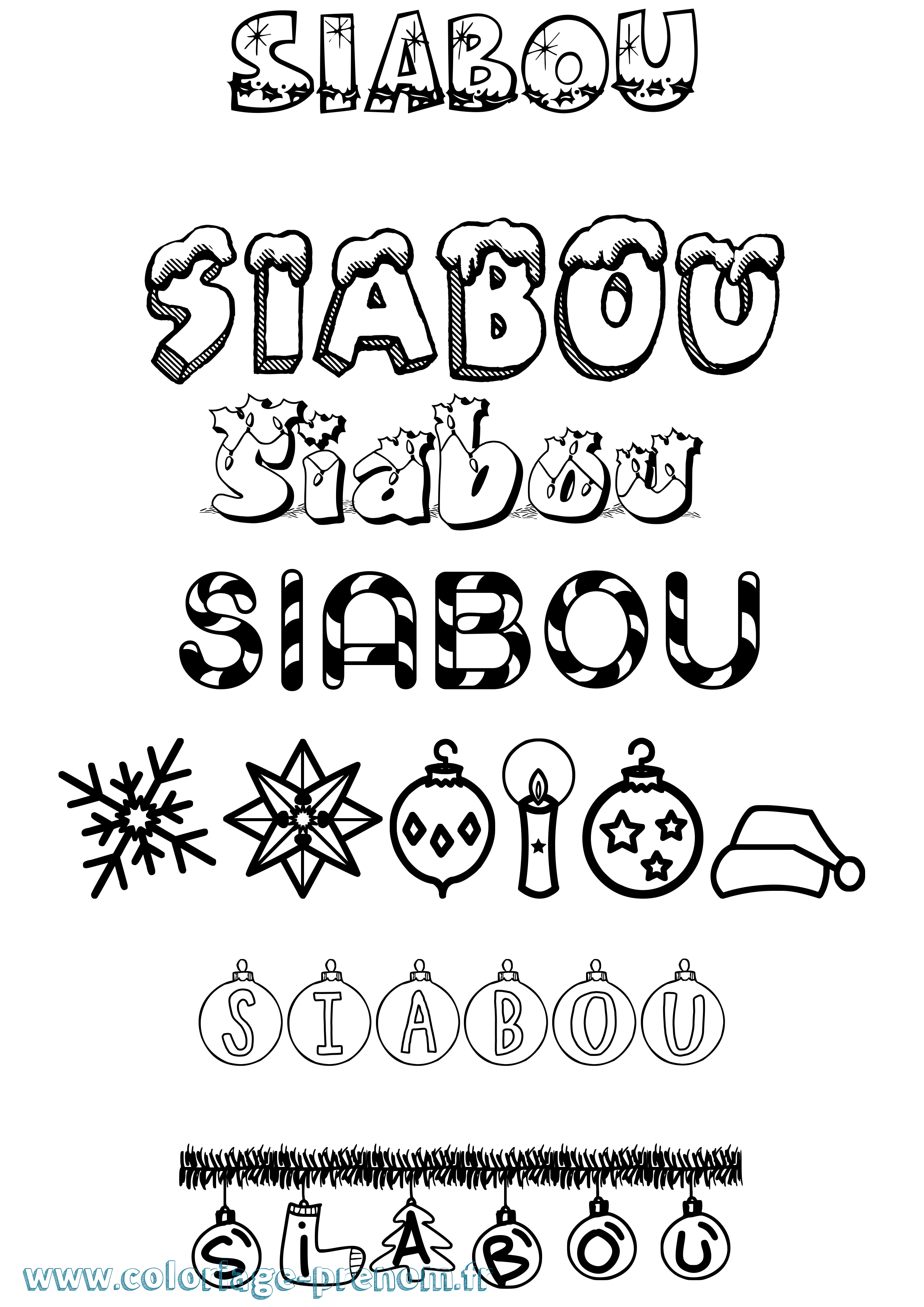 Coloriage Siabou Noël Coloriage prénom Siabou Noël