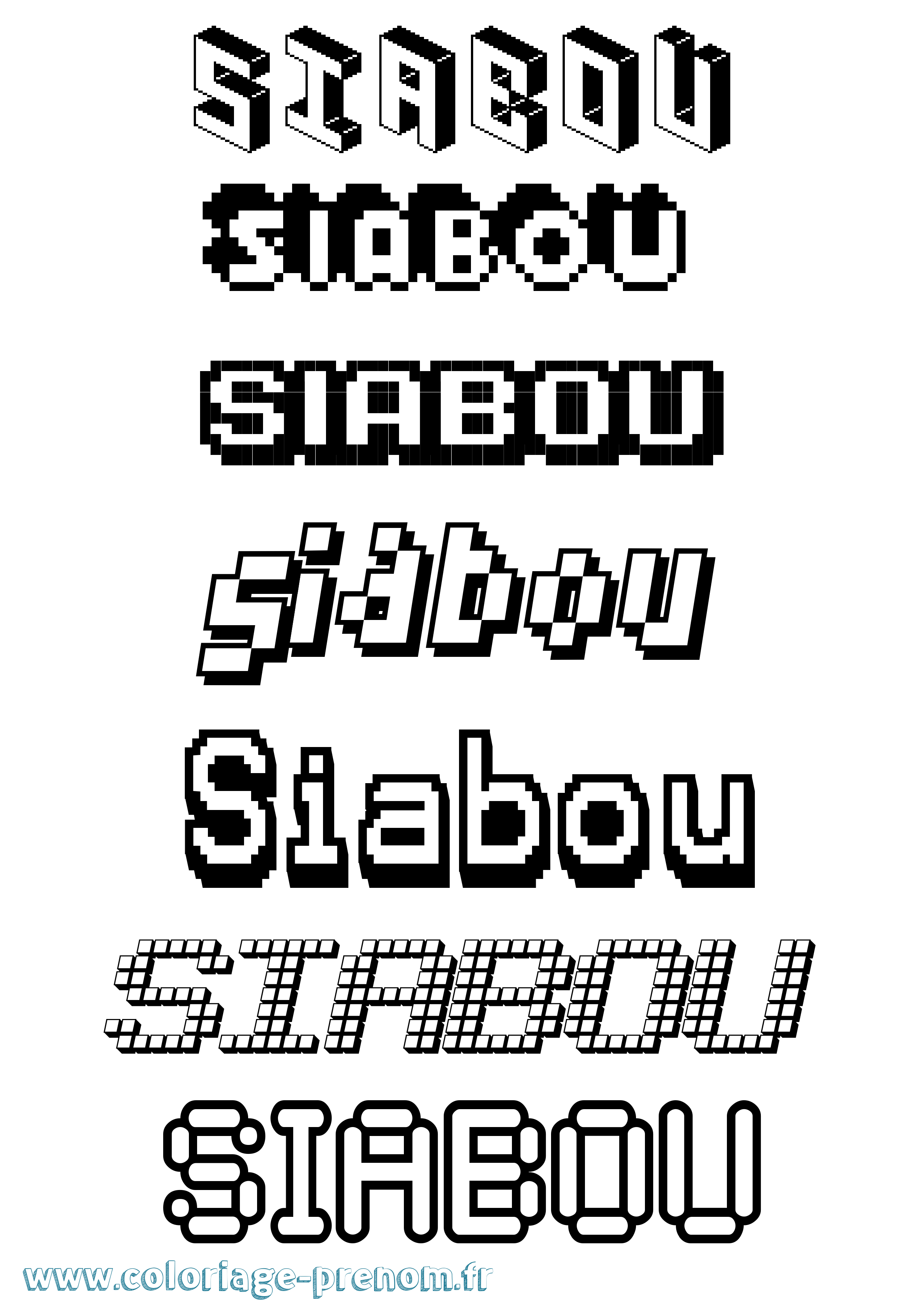 Coloriage Siabou Pixel Coloriage prénom Siabou Pixel