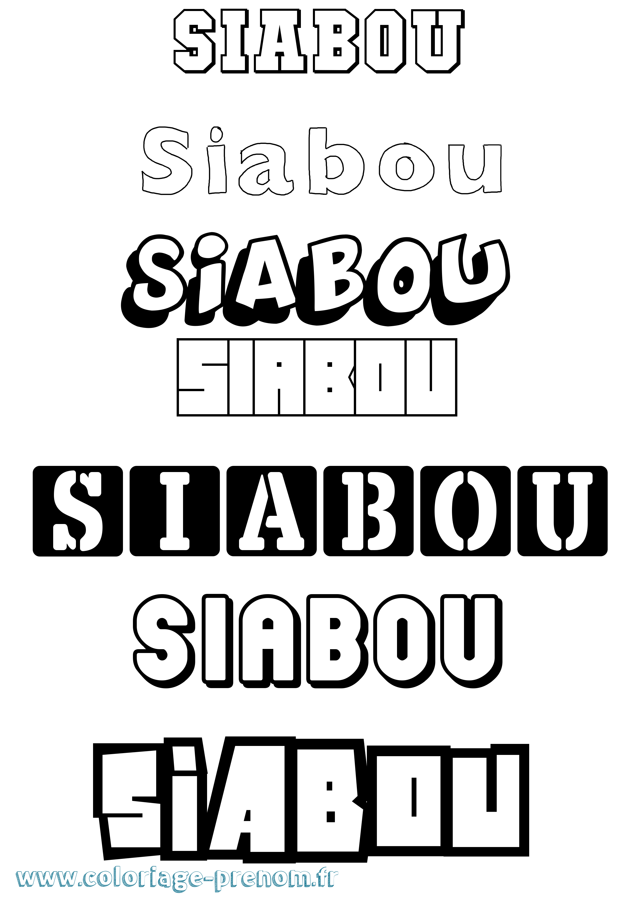 Coloriage Siabou Simple Coloriage prénom Siabou Simple