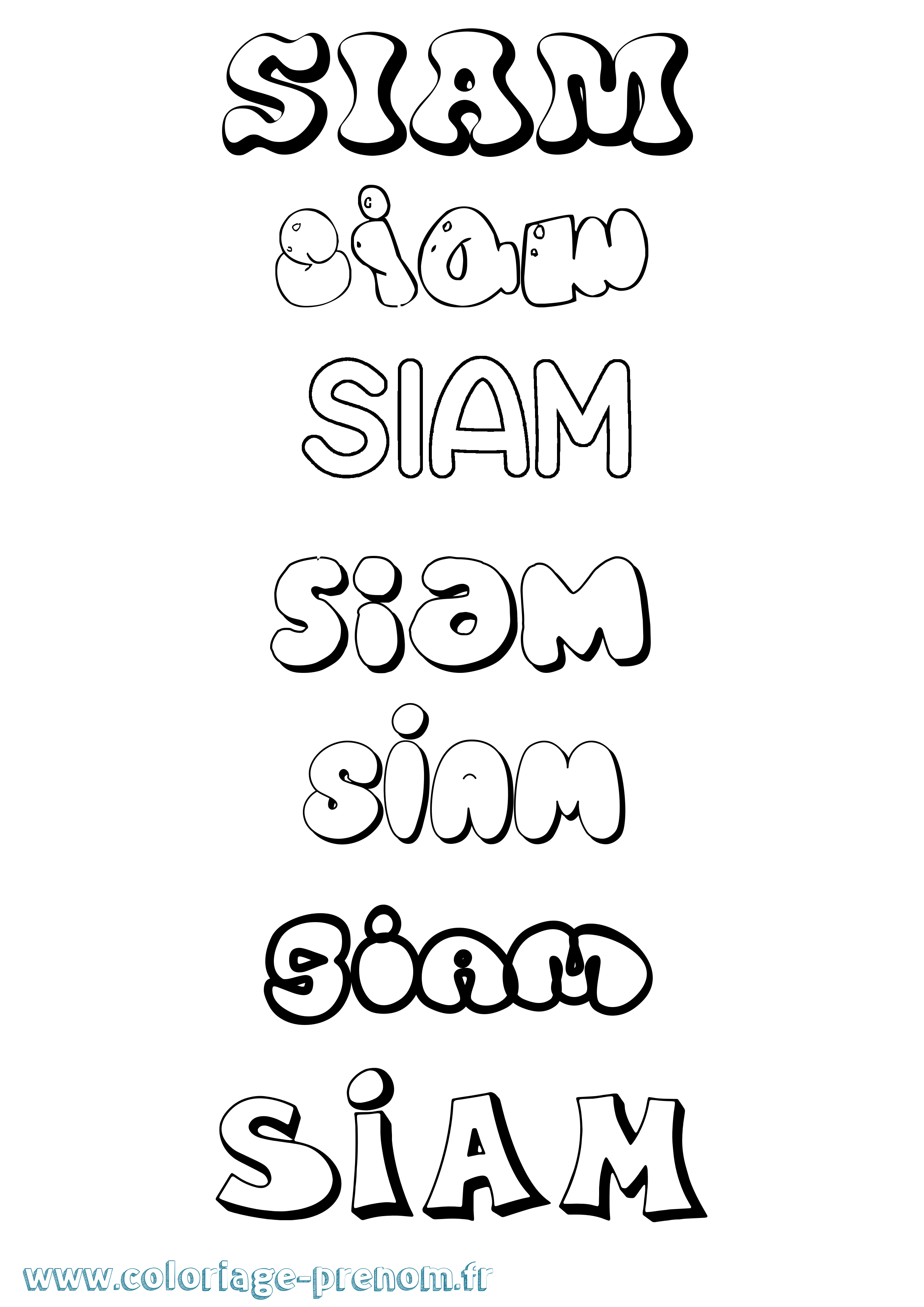 Coloriage Siam Bubble Coloriage prénom Siam Bubble