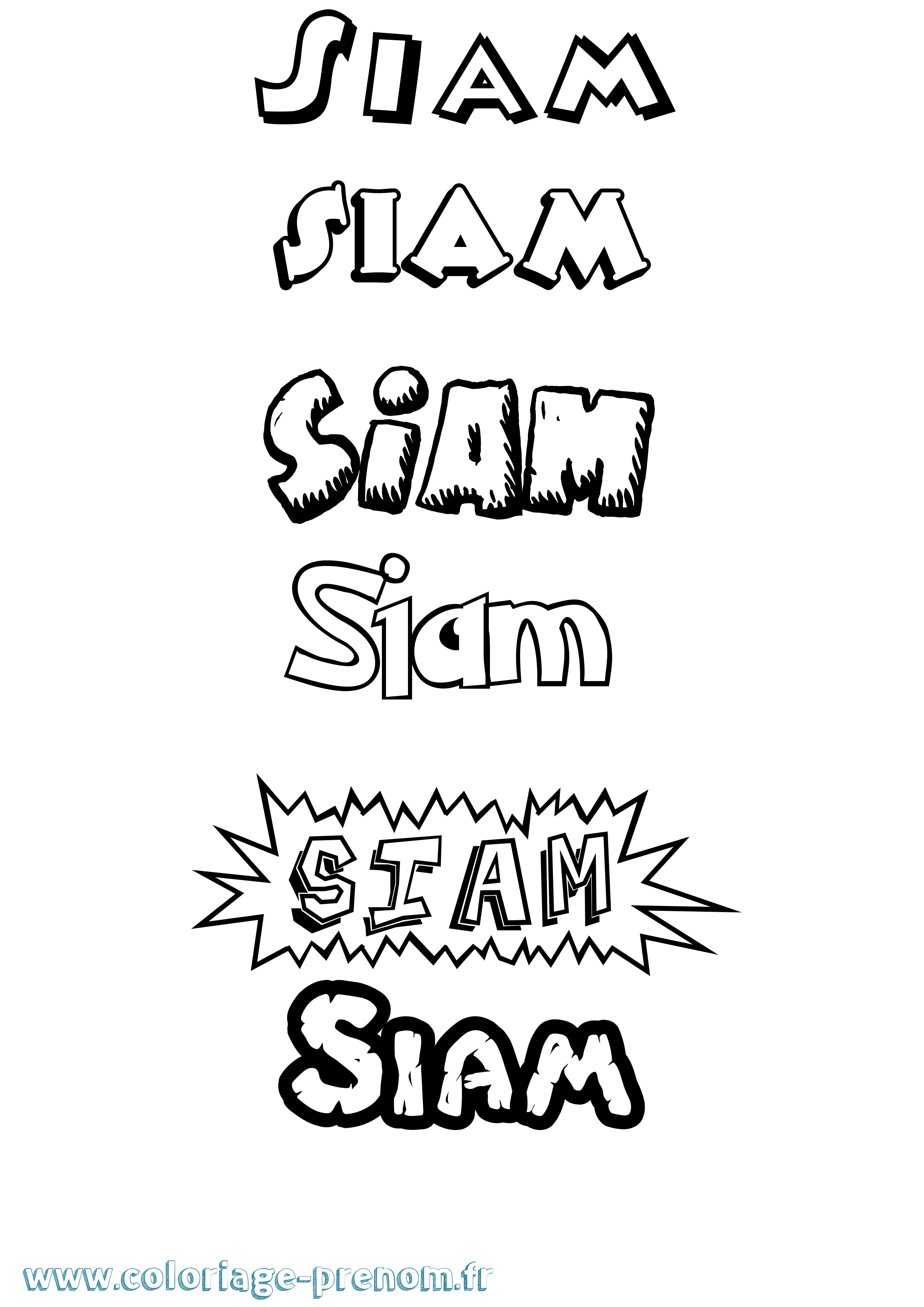 Coloriage Siam Dessin Animé Coloriage prénom Siam Dessin Animé