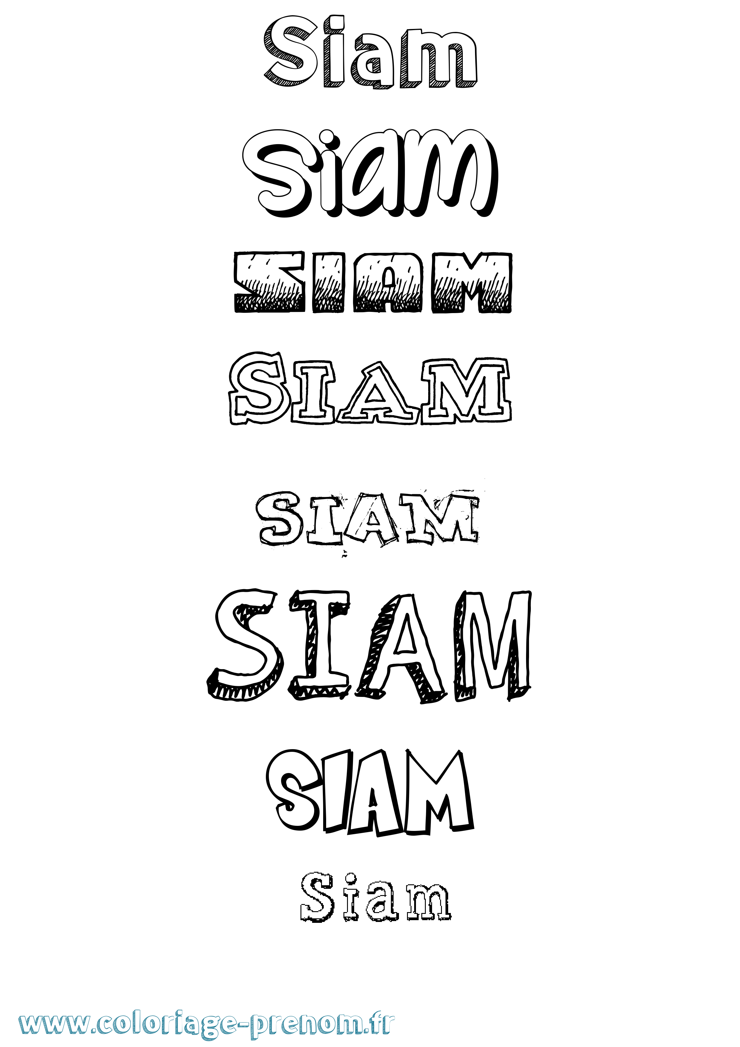 Coloriage Siam Dessiné Coloriage prénom Siam Dessiné