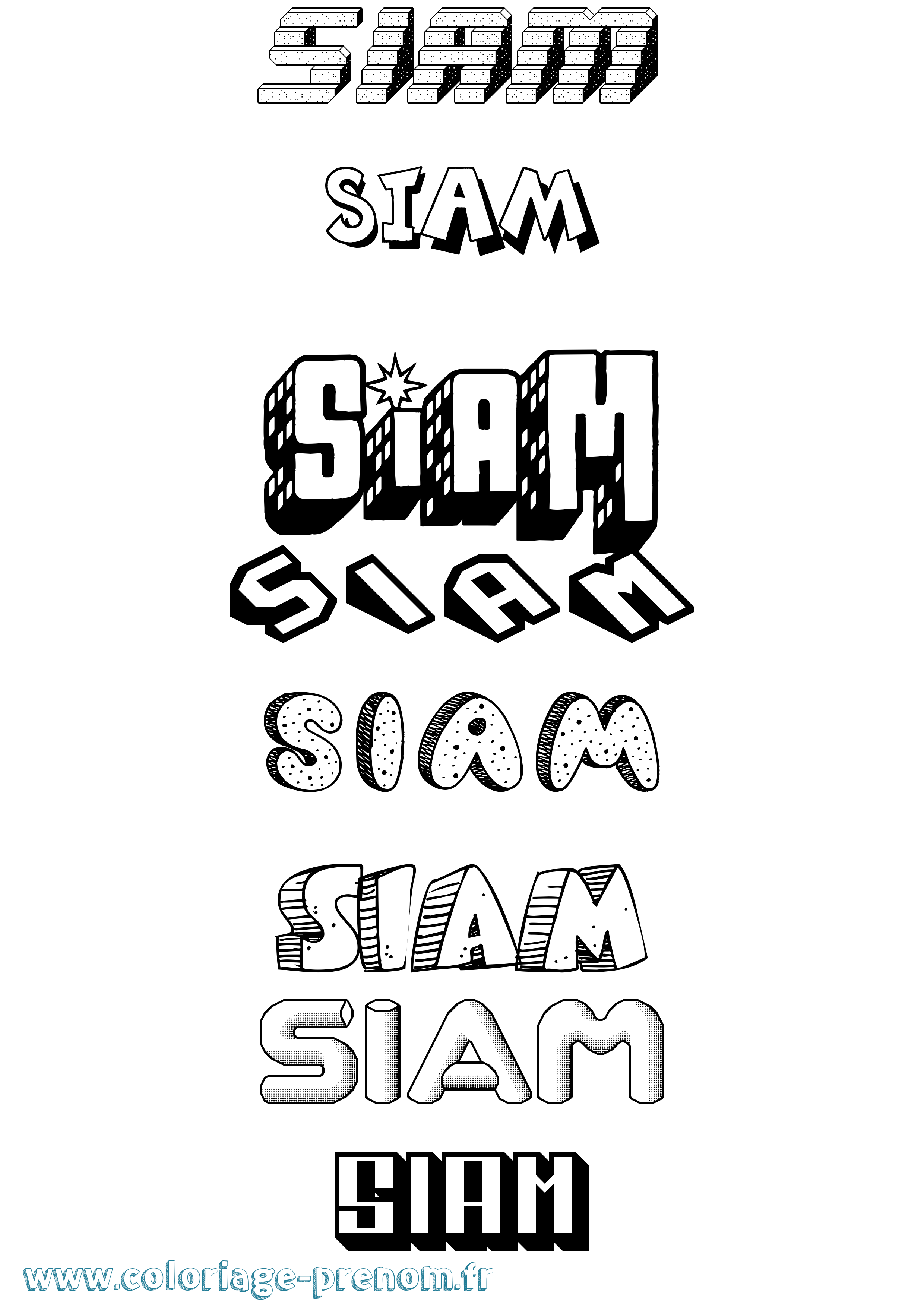 Coloriage Siam Effet 3D Coloriage prénom Siam Effet 3D