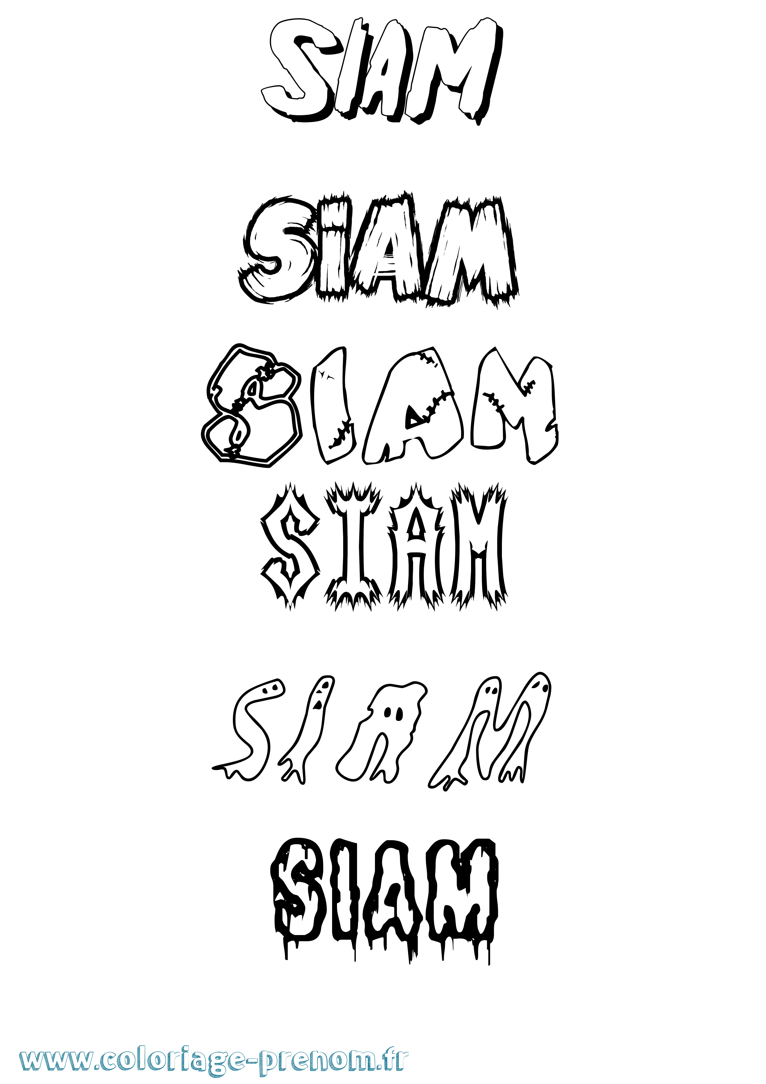 Coloriage Siam Frisson Coloriage prénom Siam Frisson