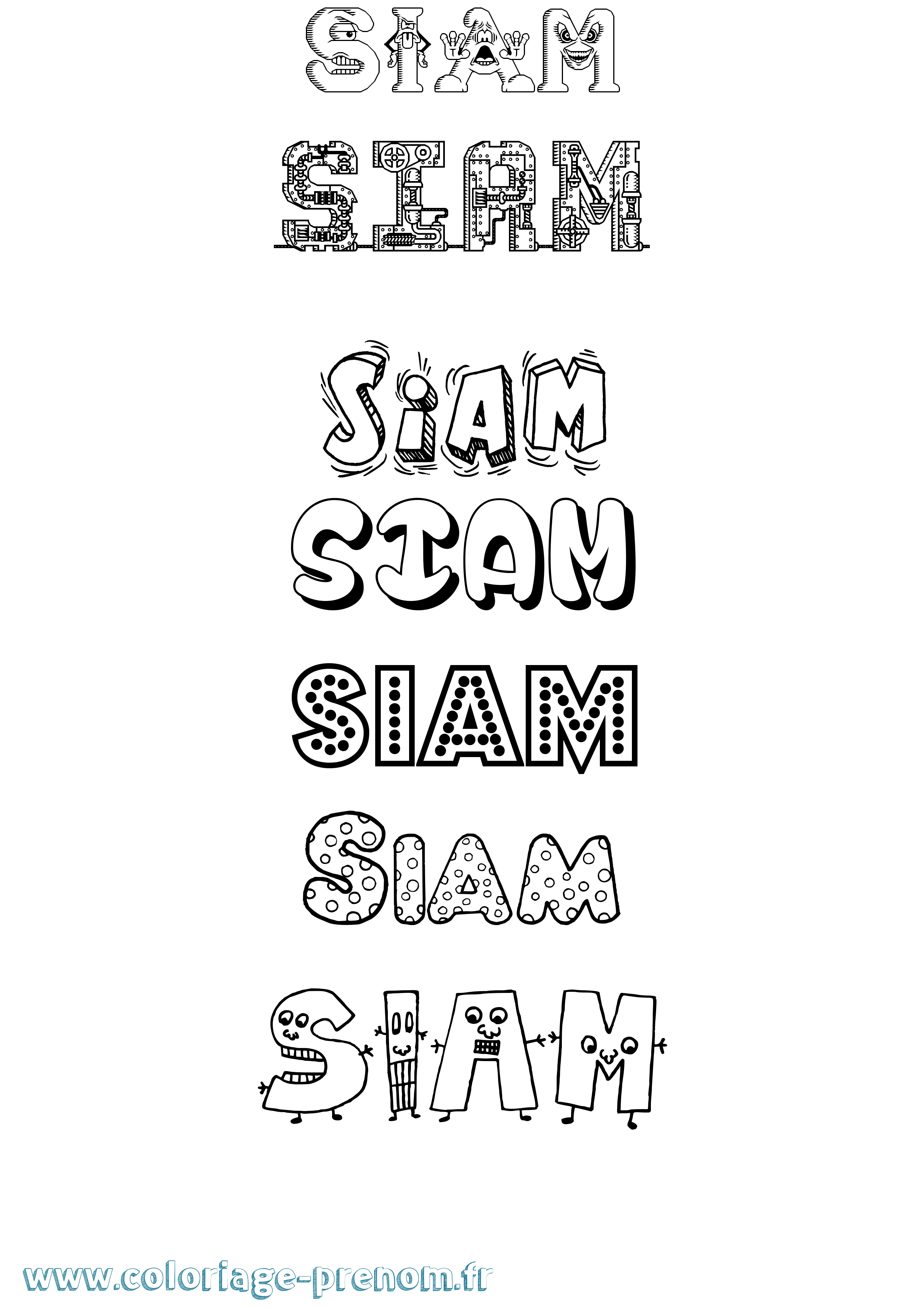 Coloriage Siam Fun Coloriage prénom Siam Fun