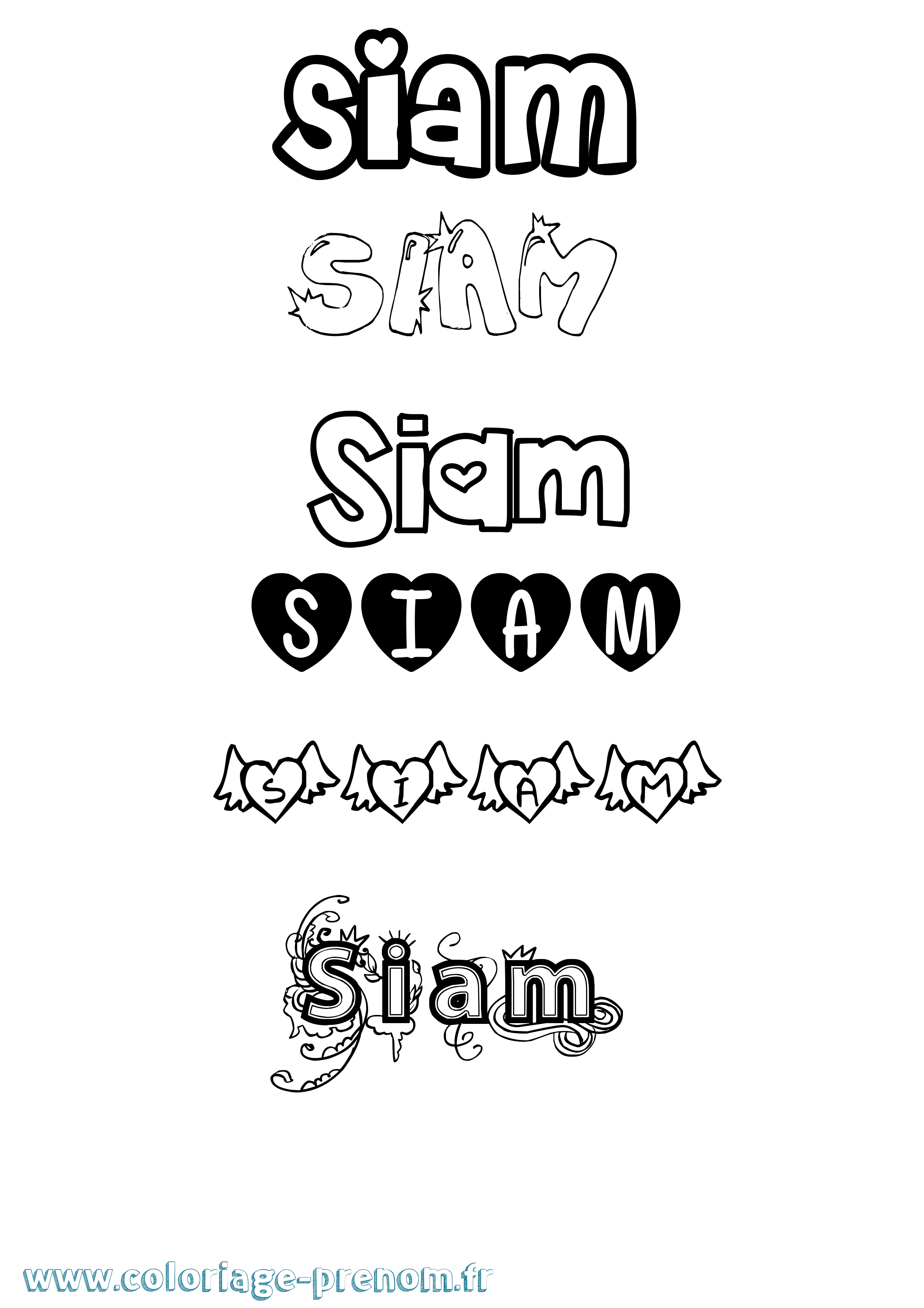 Coloriage Siam Girly Coloriage prénom Siam Girly