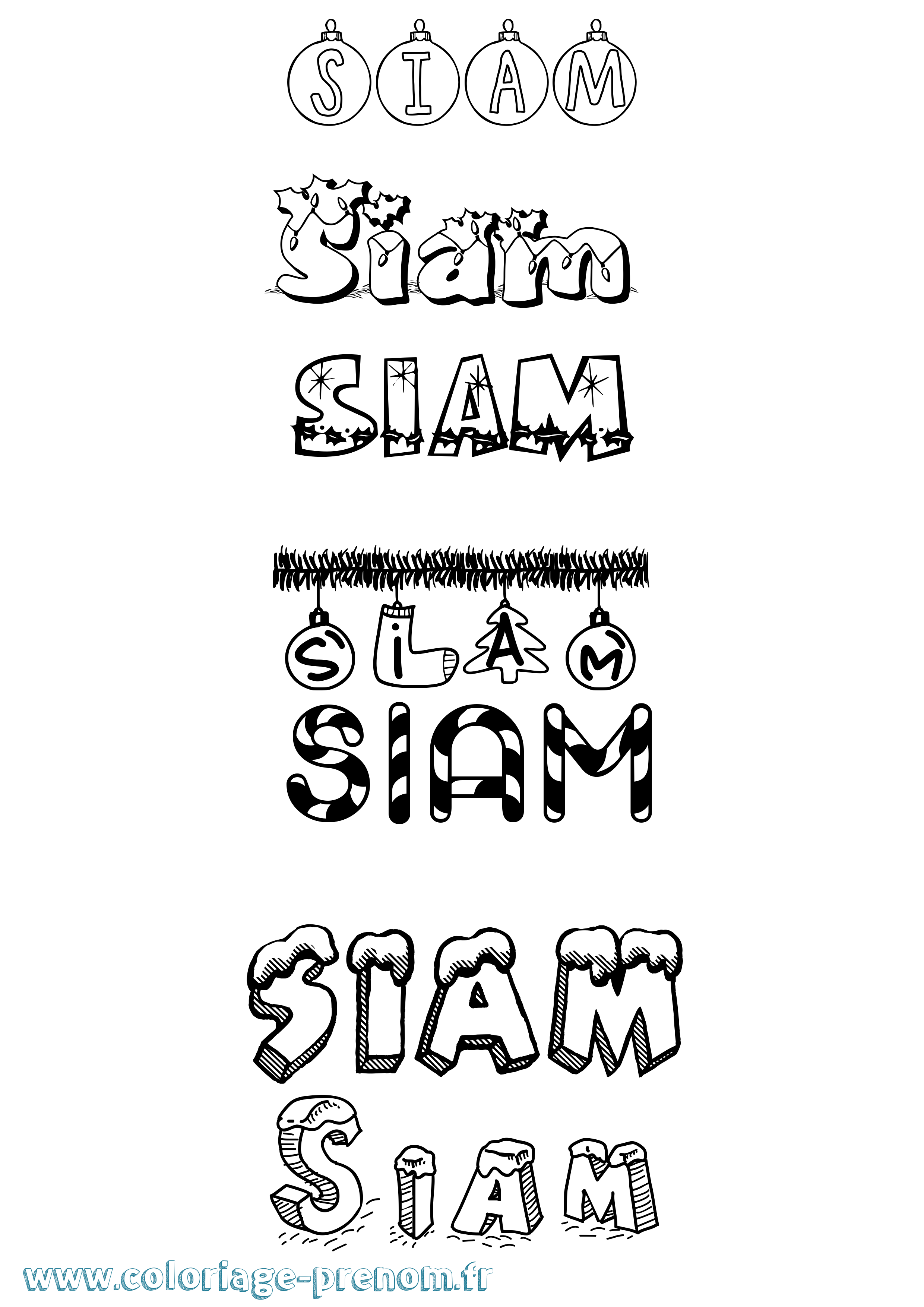 Coloriage Siam Noël Coloriage prénom Siam Noël