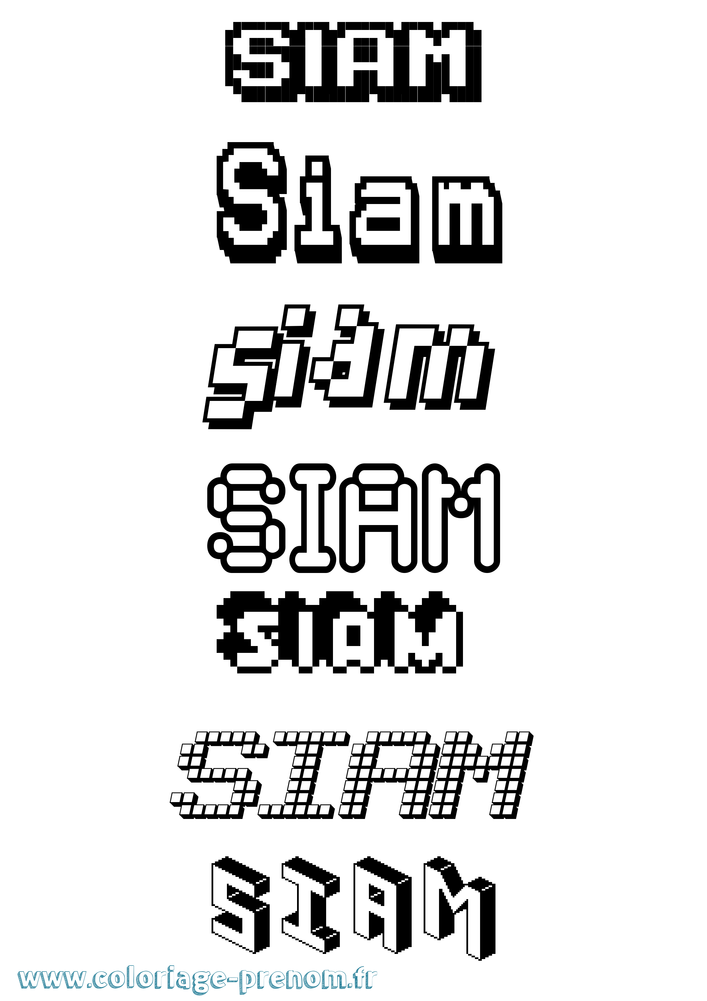 Coloriage Siam Pixel Coloriage prénom Siam Pixel