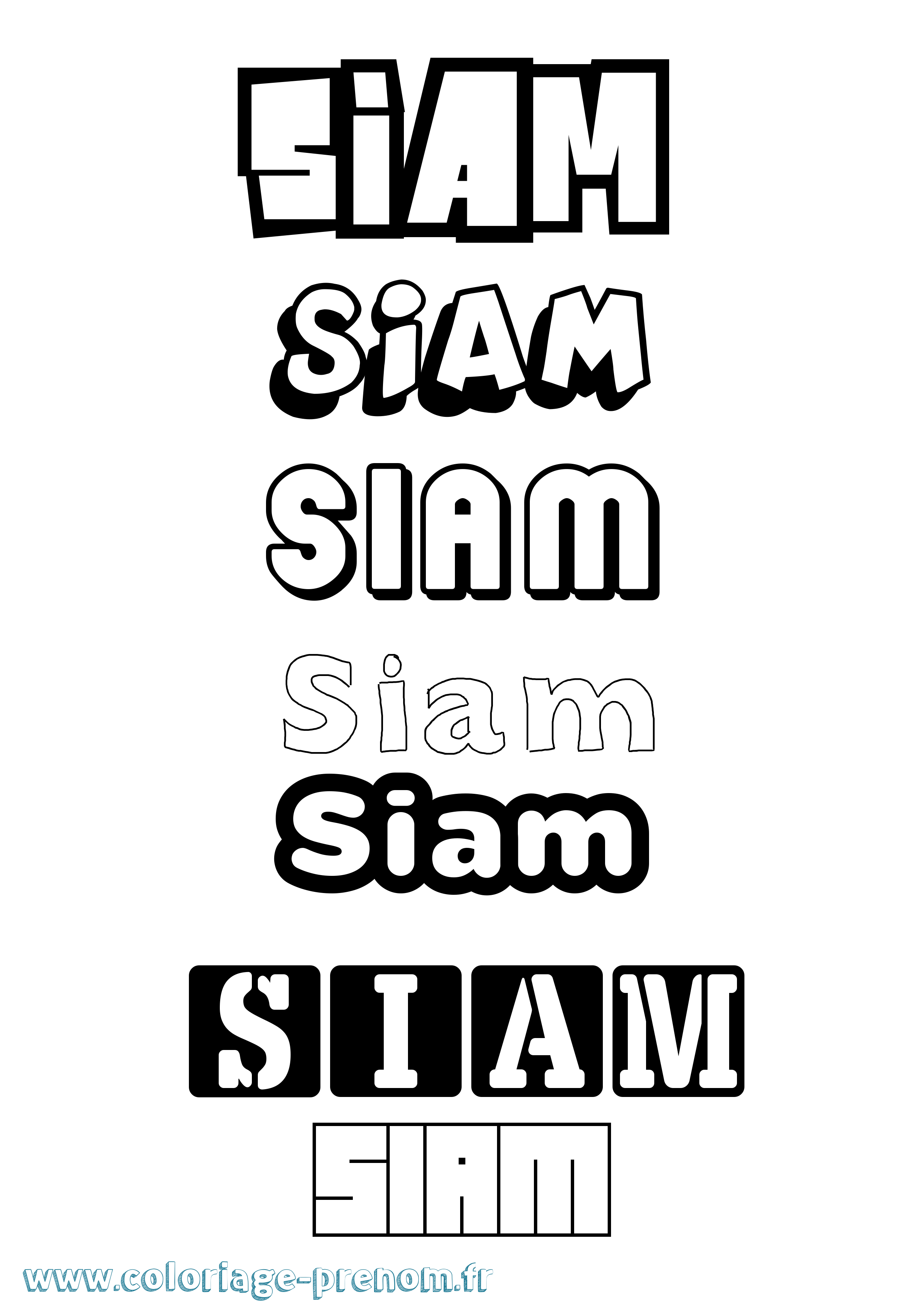 Coloriage Siam Simple Coloriage prénom Siam Simple
